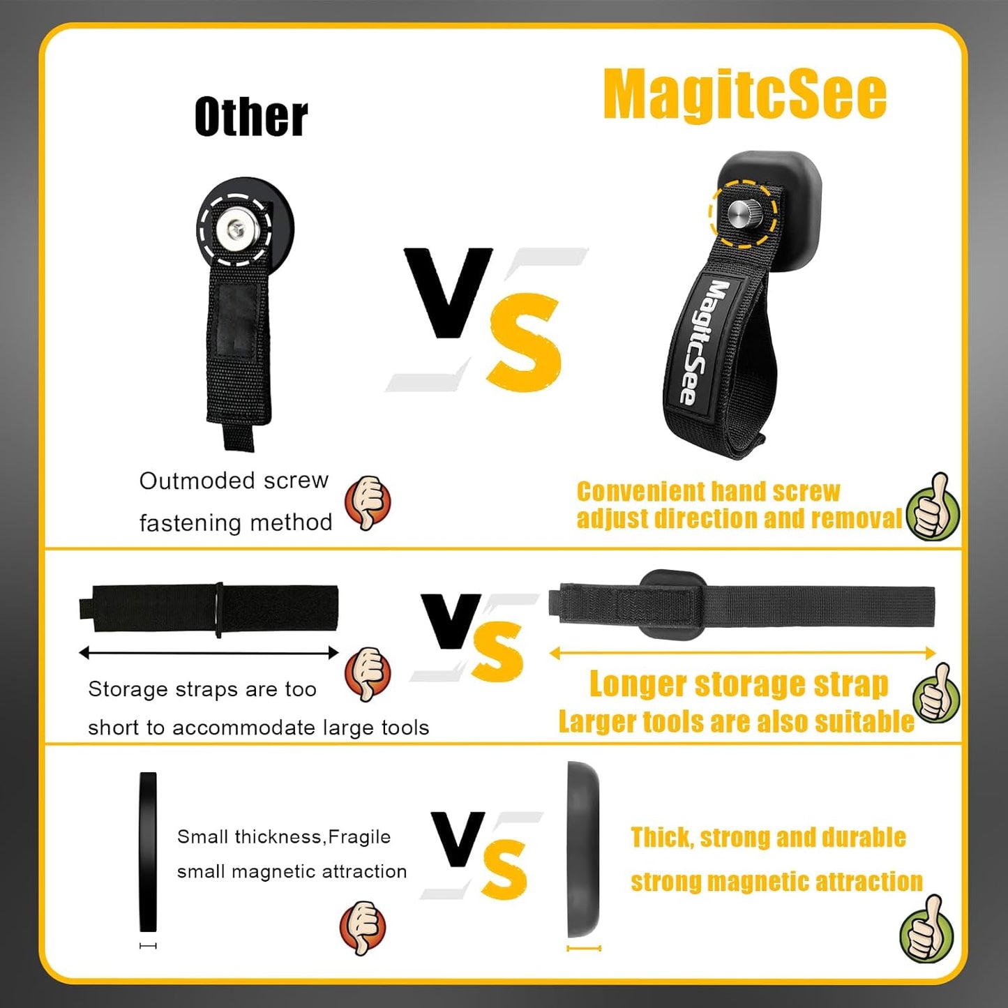 Updated 4 Pack Heavy Duty Magnetic Hook Straps for Extention Cords, Powerful Cruise Garage Storage Hook Ties for Hanging Cables, Garden Hoses Ropes, Workshop Tool Box Magnet Organize Hangers for Tools