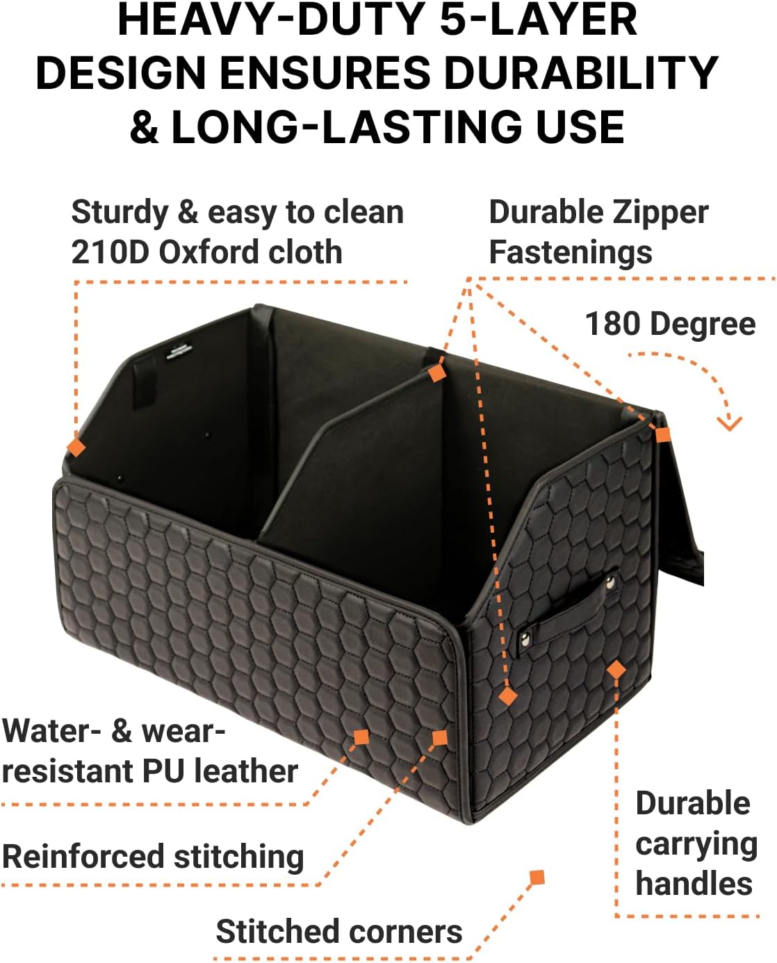 Car Storage Organizer Bundle - Two Foldable Crates For Groceries, Gear & Trips - Durable SUV And Truck Storage Set - Thoughtful Birthday Gifts For Drivers (Black 17+21)