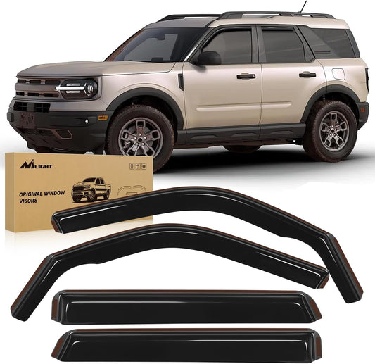 Nilight in Channel Rain Guards for Ford Bronco Sport 2021 2022 2023 2024 Original Window Deflectors,Vent Window Visors-4PCS