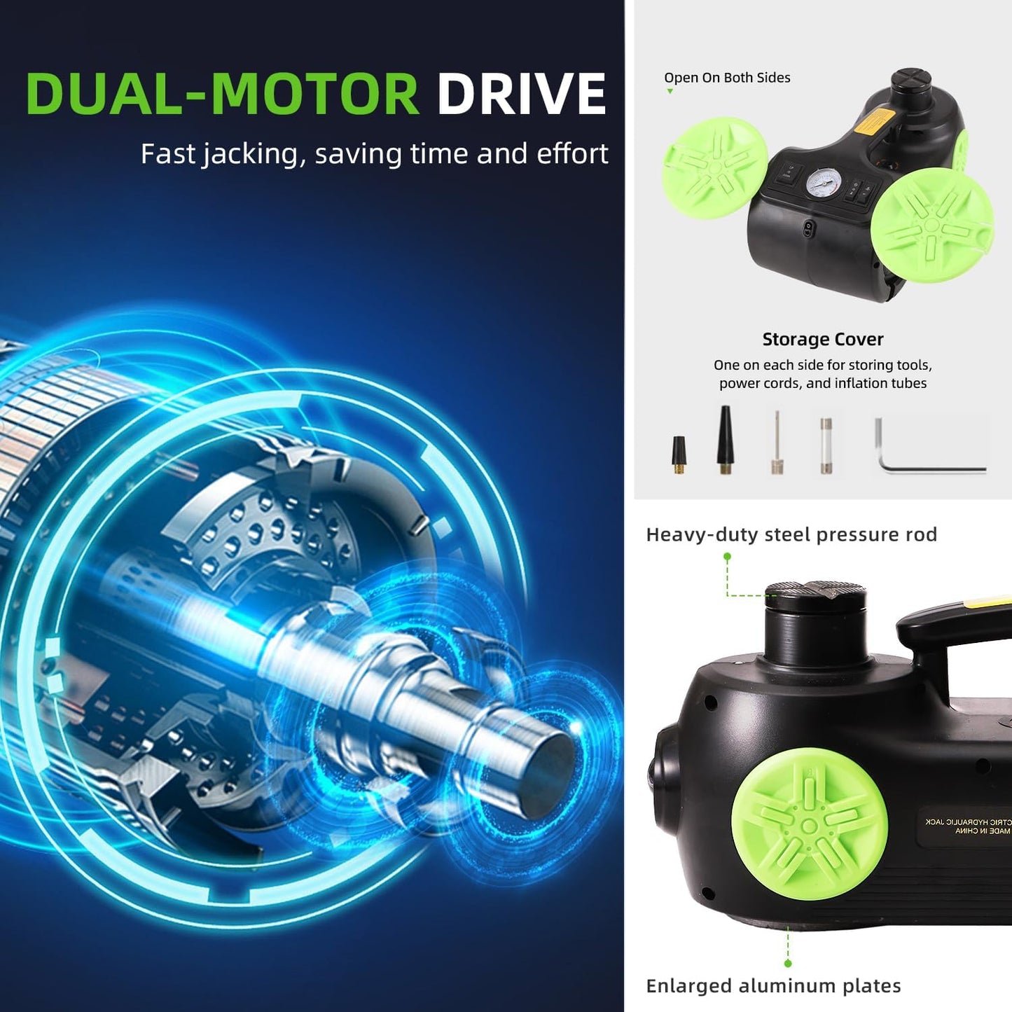 EFFIROSO Upgrade LED Light Electric Car Jack 5 Ton12V Hydraulic Jack Lift 5.9-20.8 Inch for SUV MPV Sedan Change Tires Garage Repair 11000 lbs