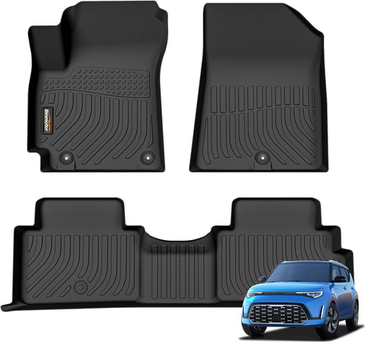 Binmotor-All Weather Floor Mats for Kia Soul 2025 2024 2023 2022 2021 2020, 1st & 2nd Row, Floor Liners for Soul, Car Floor Mats Custom Fit for Kia Soul Accessories