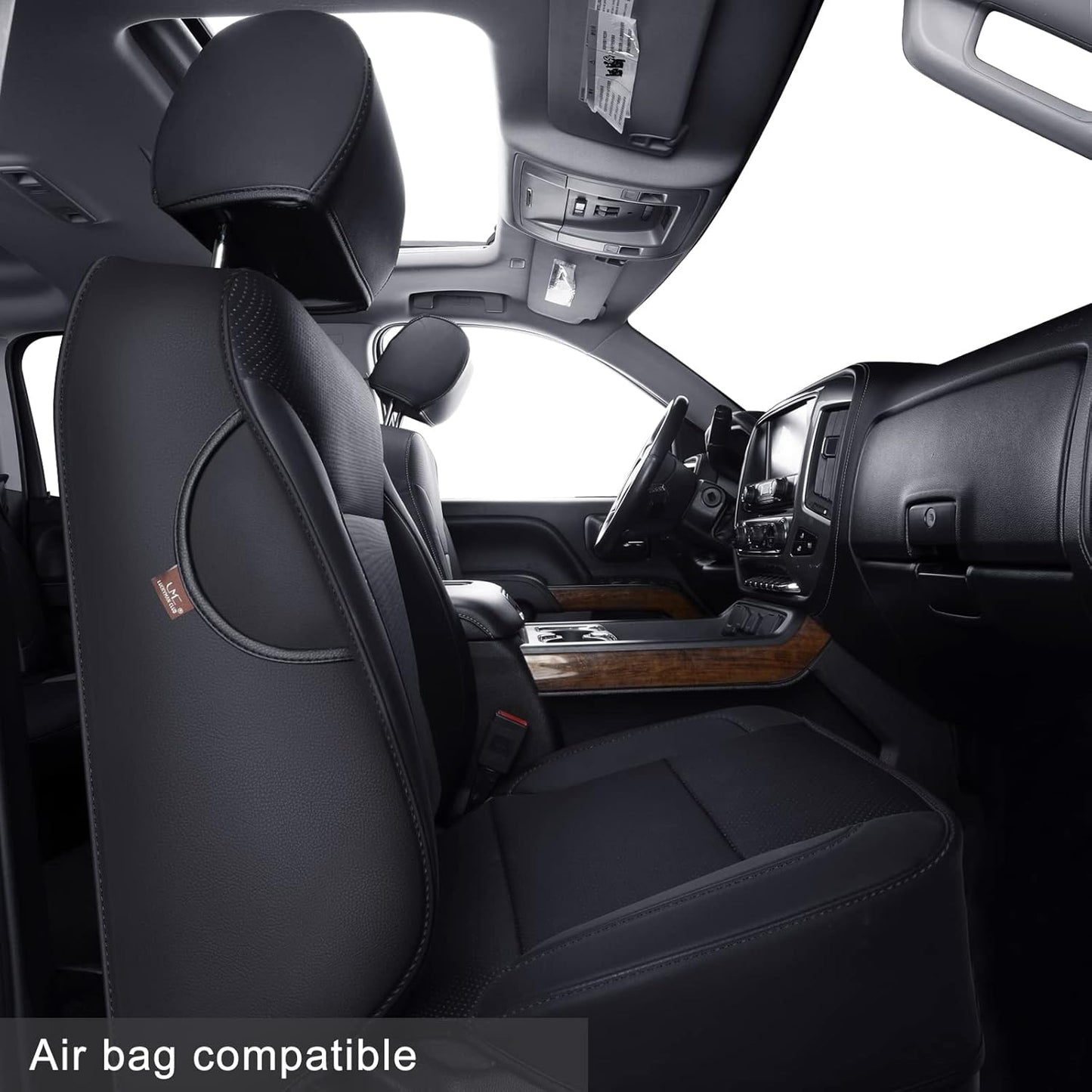 LUCKYMAN CLUB Custom Fit Seat Covers for 2014-2018 Chevy Silverado Sierra 1500, 2015-2019 Silverado Sierra 2500 3500 Crew Cab (Black)