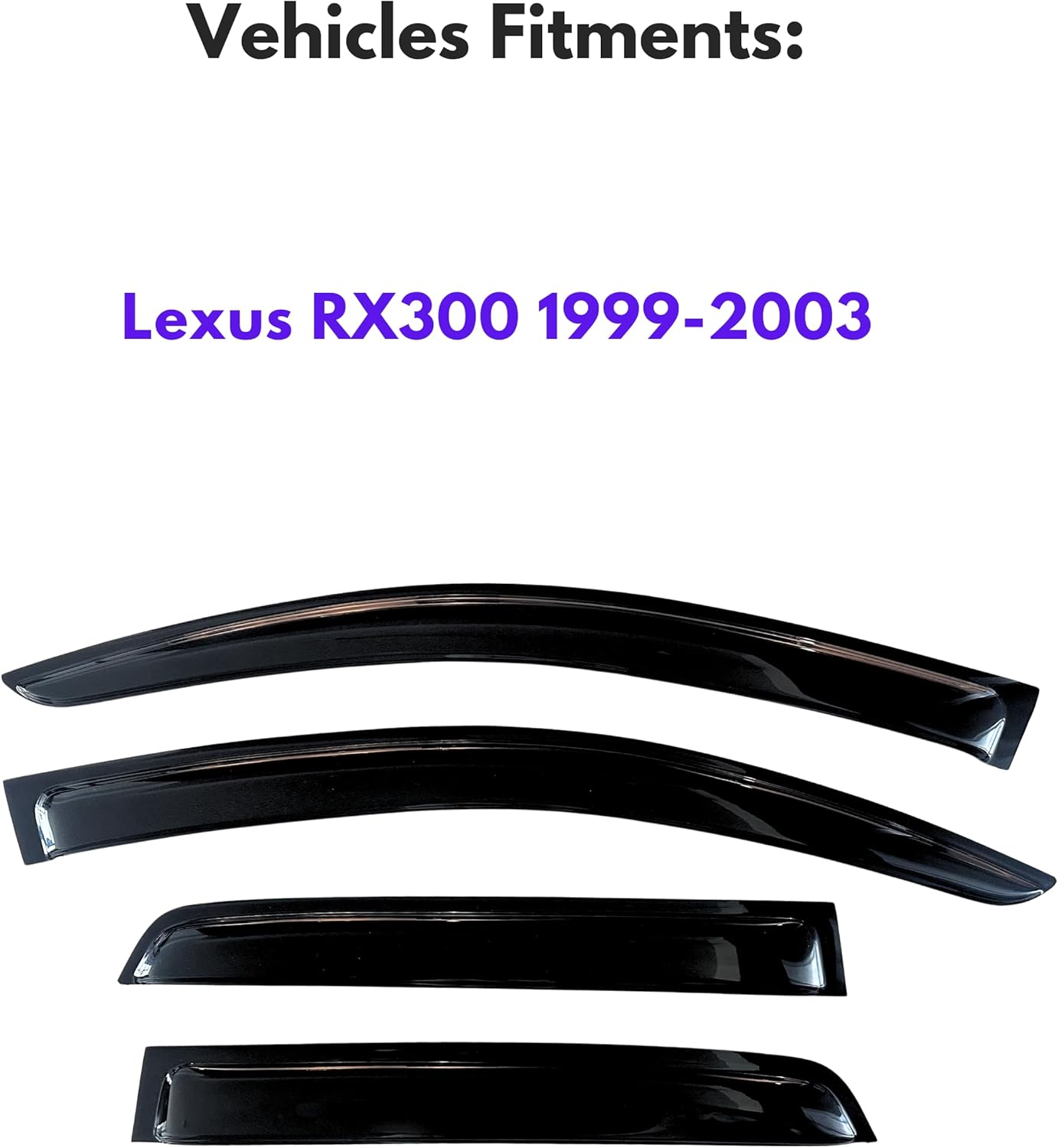 KPY Window Visor Compatible with Lexus RX300 1999-2003, 4PC Rain Guard Side Window Vent Deflectors Tape-On Style, 1999 2000 2001 2002 2003