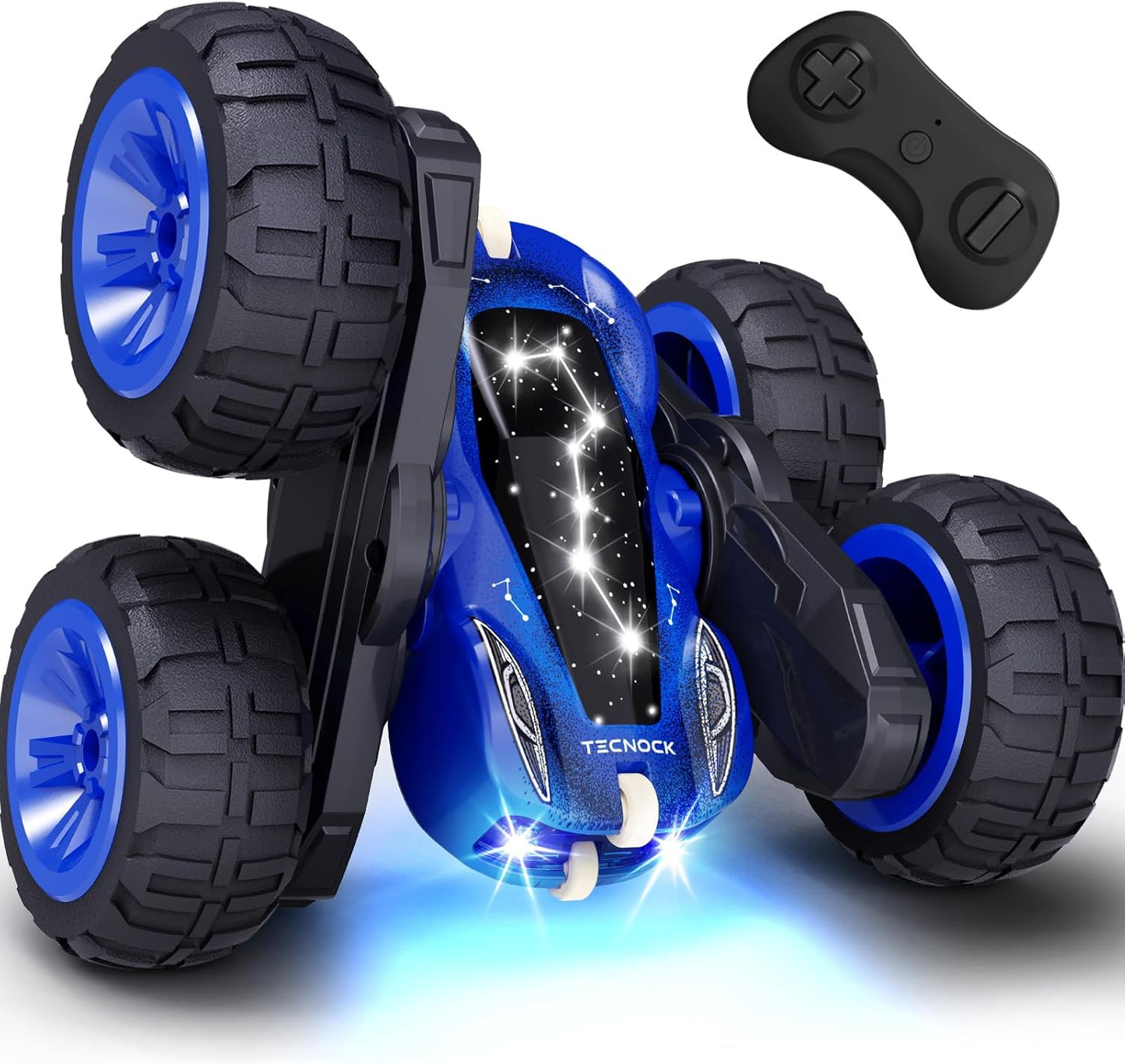 Tecnock Remote Control Car, 2.4GHz RC Cars with USB-C Easy Charging, 4WD Double Sided 360° Rotates and Flips RC Stunt Car, Toys Gift for Boys and Girls
