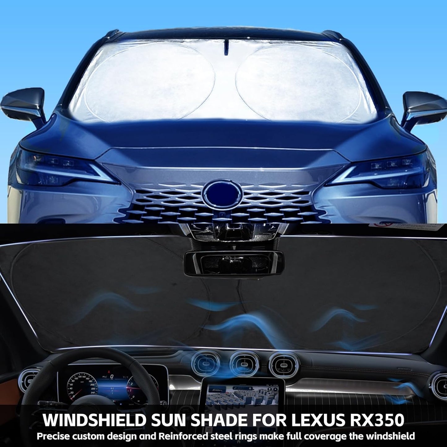 INSAUTO for RX 2025 Windshield Sun Shade Sunshade Custom-fit for Lexus RX SUV 2016-2022 2023 2024 Windshield Cover Front Window 4-Layers Sun Visor Foldable Blocks UV Rays Shield Keep Your Car Cooler