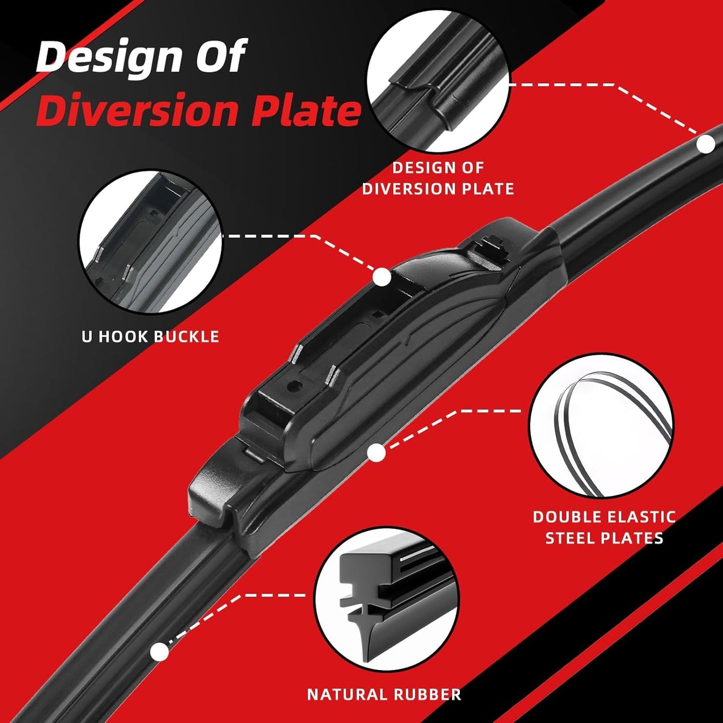 OTUAYAUTO Windshield Wiper Blades - Replacement for Honda Pilot 2016-2022, Front and Rear Wiper Blades, U Hook - 26"+24"+14" (Pack of 3)
