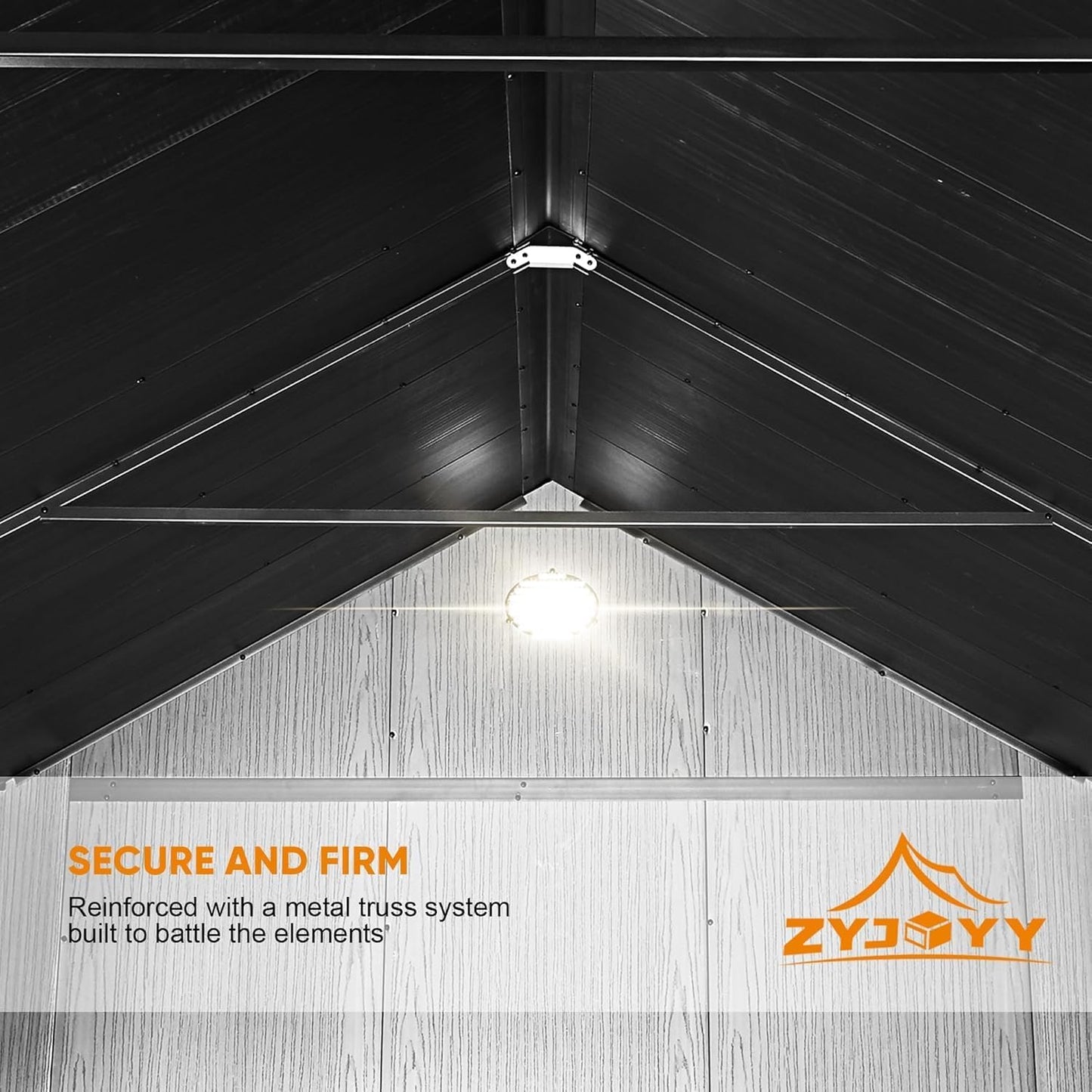 7.3 x 12 FT Shed Resin Outdoor Storage with Floor, 566 cuft Plastic Shed with Window and Lockable Door for Garden, Backyard, with Wood Texture, Grey