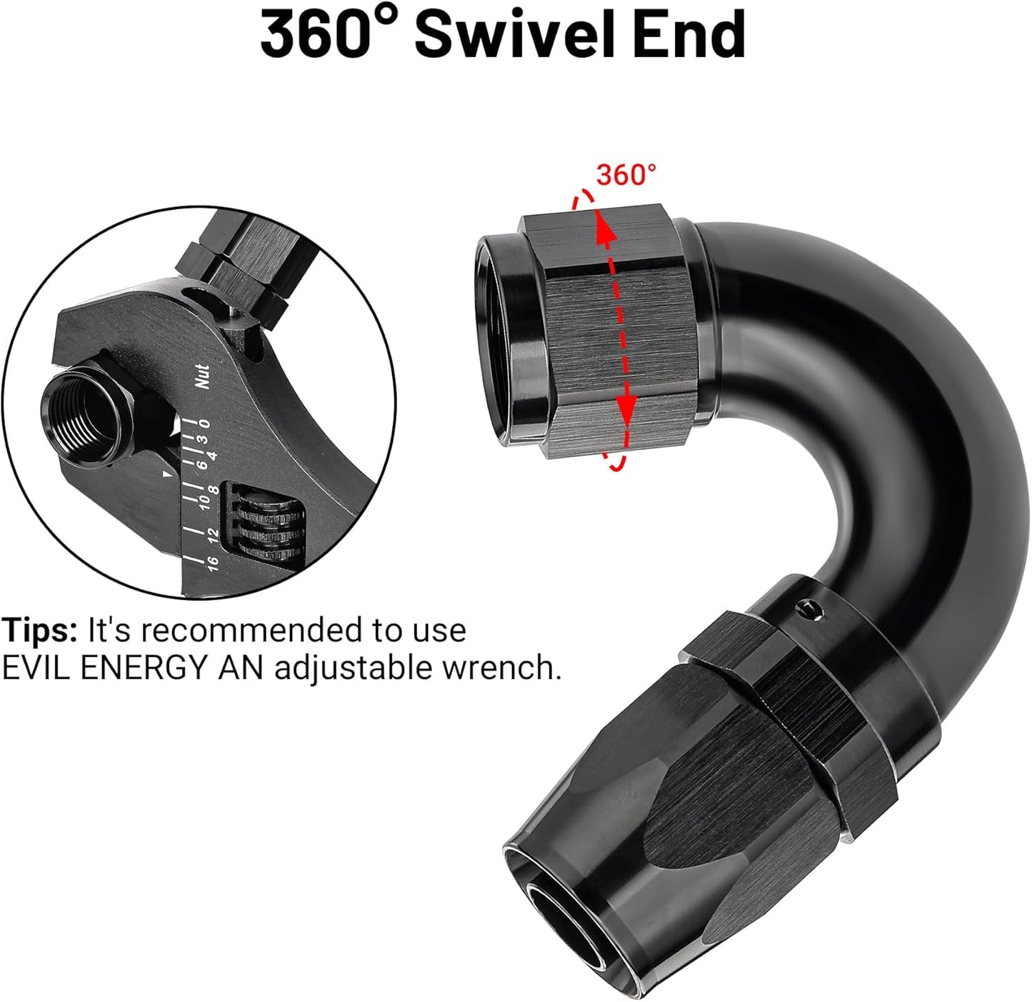 EVIL ENERGY 10AN 150 Degree One Piece Full Flow Hose End Fitting Swivel For CPE Braided Hose