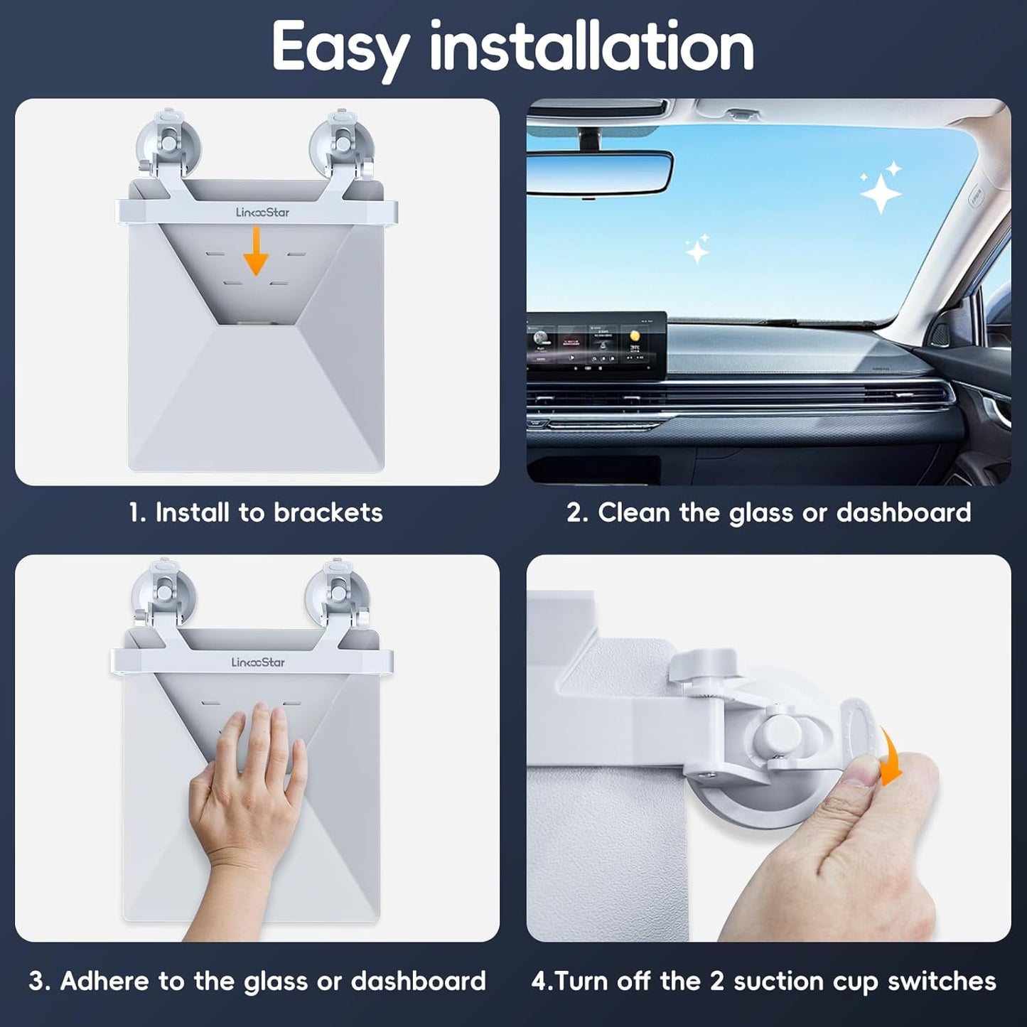 Linkoostar Starlink Mini Suction Cup Mount for Dashboard & Windshield Ensures Stable Satellite Signal, Secure Starlink Mini Car Mount High Strength Suction Base Mounting Kit Suitable for Most Vehicles