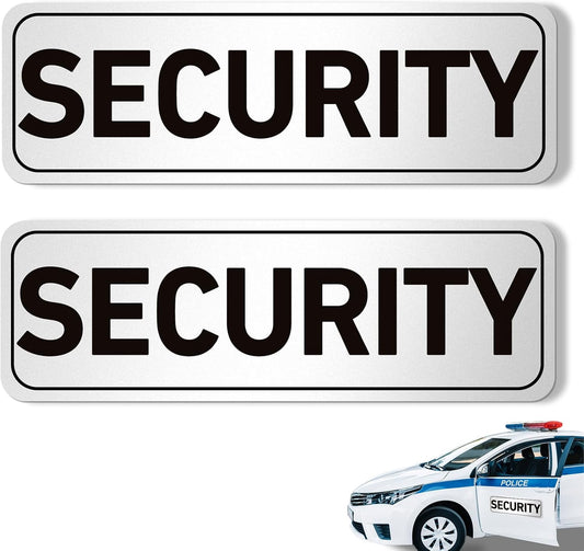 2 Pcs Security Officers Magnetic Signs Heavy Duty Reflective Security Sign Magnet Waterproof Magnetic Decals for Vehicles Cars Truck Rover Patrol 18 x 6 Inch White with Black Border