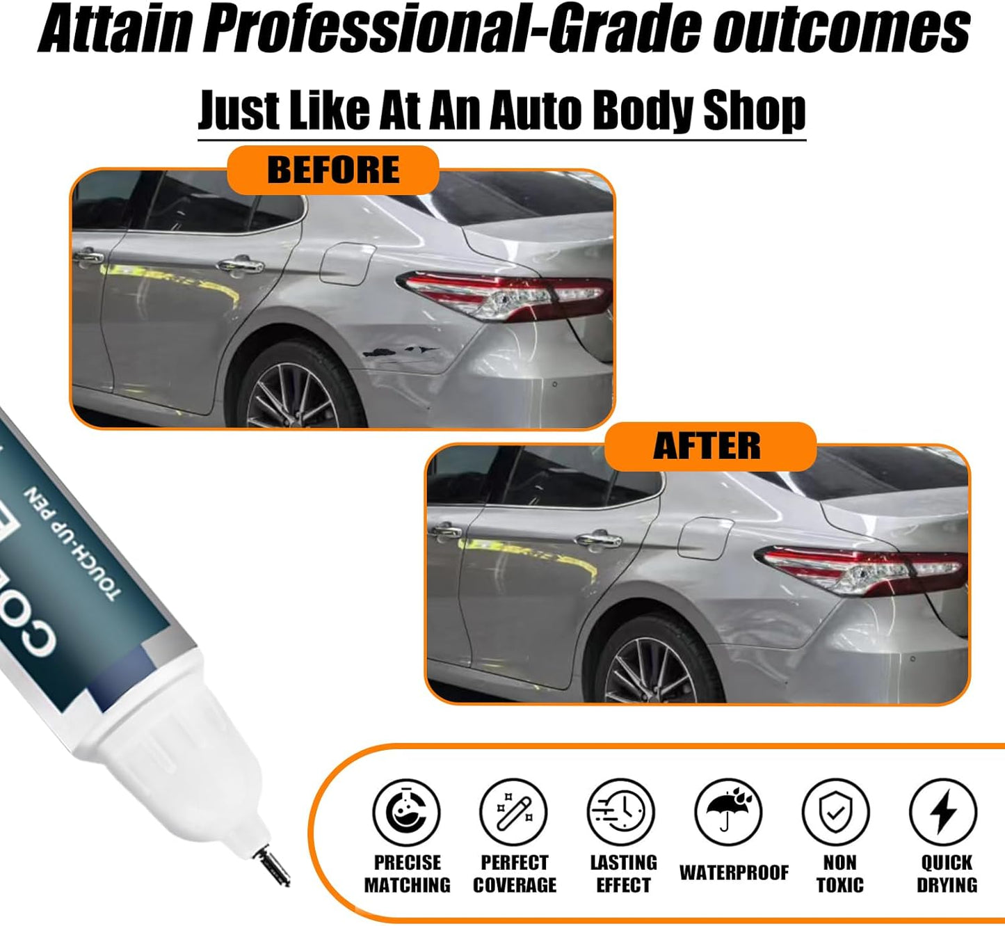 1J9 Celestial Silver Metallic Touch Up Paint for Toyota, Car Paint Pen Scratch Repair Two-In-One Touch Up Paint, Premium Car Scratch Remover for Deep Scratches
