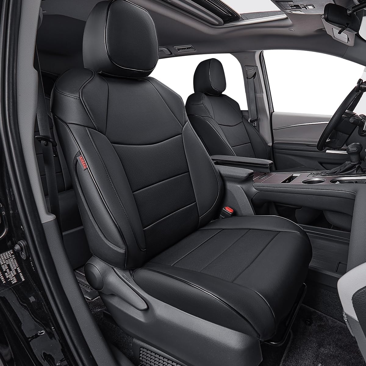 EKR Sienna Seat Covers for 2011-2020 Toyota Sienna LE,XLE, SE,XLE Premium 2nd Row 4/2/4 Split,8 Seats,Waterproof Car Seat Cover Full Set,Car Seat Protectors- Three Row,Leather(Black)