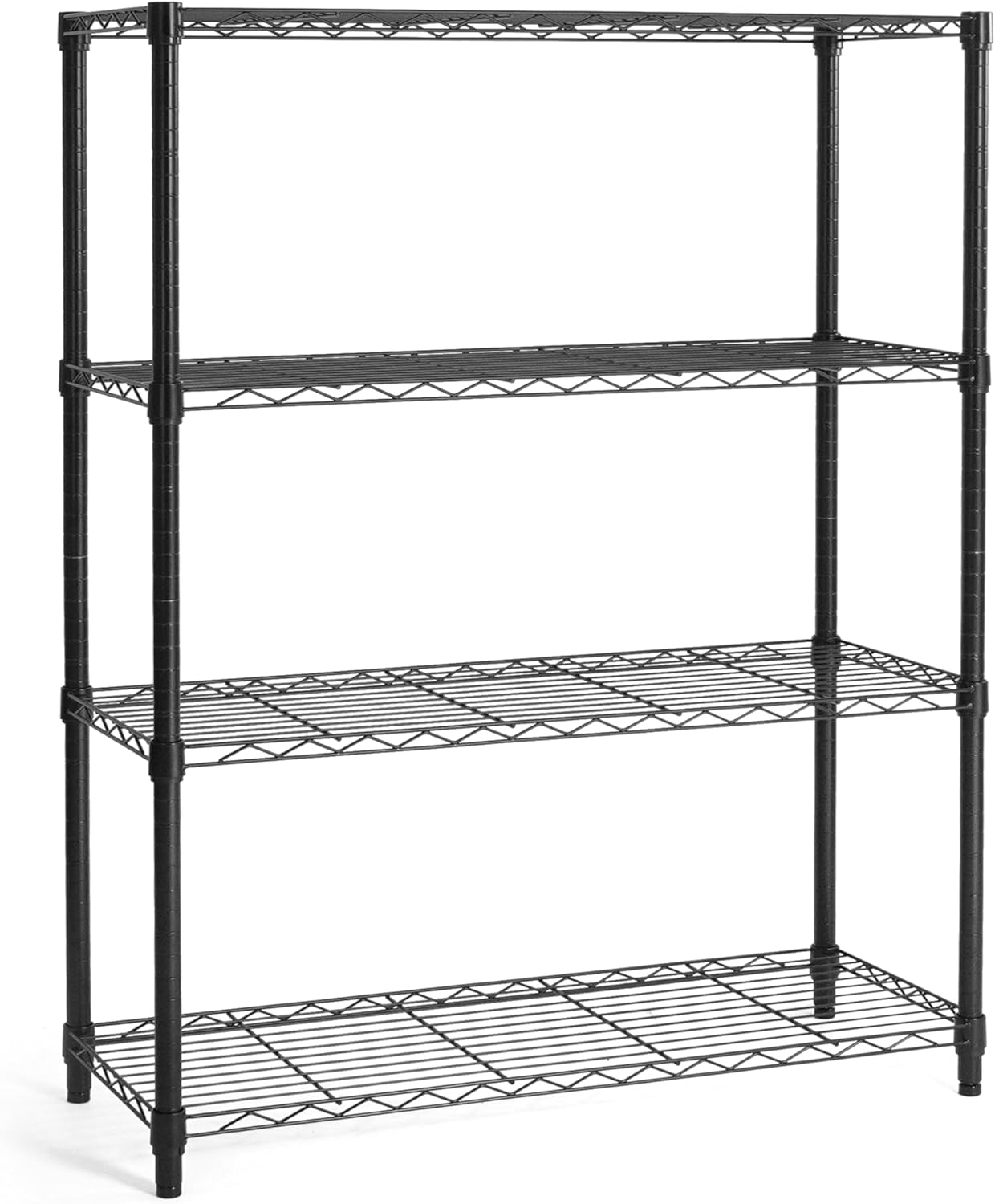 CAPHAUS 4-Tier Adjustable Height Wire Shelving Unit, Wire Rack Shelving, Metal Steel Storage Shelves, Garage Shelving Storage Organizer, Utility Storage Shelf, Without Wheels, Black