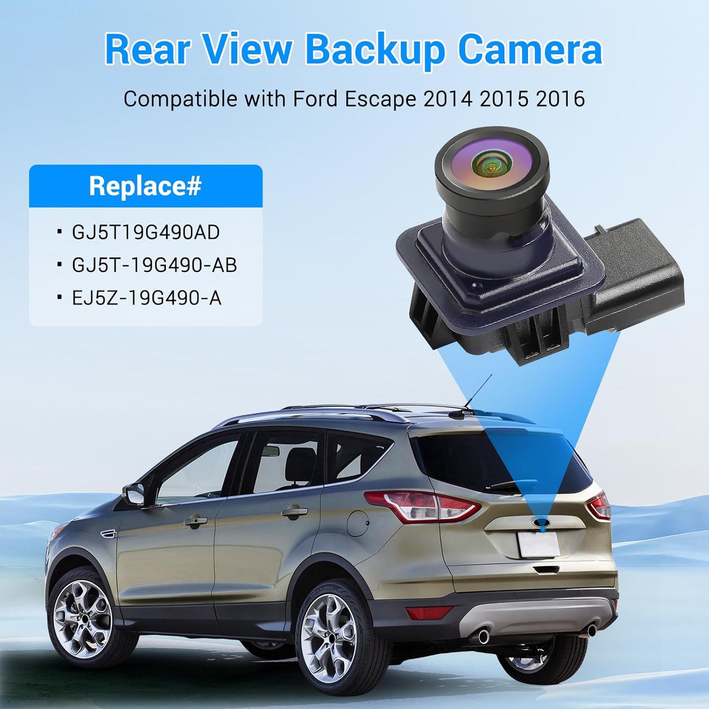 Rear View Backup Camera Compatible with Ford Escape 2014 2015 2016 Parking Assist Camera 170°Ultra Wide Angle HD Night Vision Waterproof Escape Accessories Reverse Camera EJ5Z-19G490-A GJ5T19G490AD