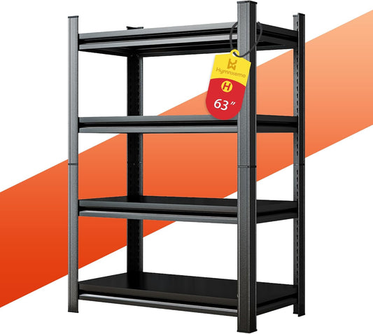 63''H Heavy Duty Metal Shelving Unit, 2000 lbs Total Capacity, Dual-Layer Column, Tool-Free Assembly, All-Steel Construction for Garage, Warehouse, Basement,45.3''W x 17.7''D x 63" H