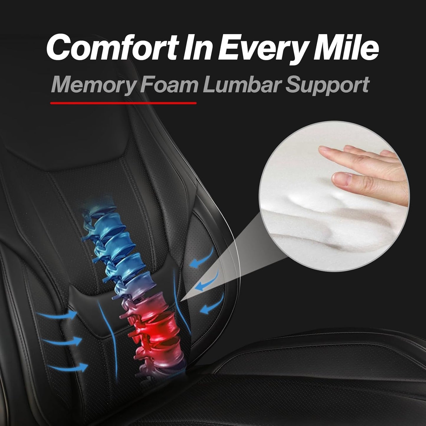 Coverland Custom Car Seat Covers Compatible with RAM 1500 Quad Cab, Ram 2500 Crew Cab - Premium Leather Non-Slip Waterproof Custom Interior Protector Full Set-Black [See Size Chart-Size X131]