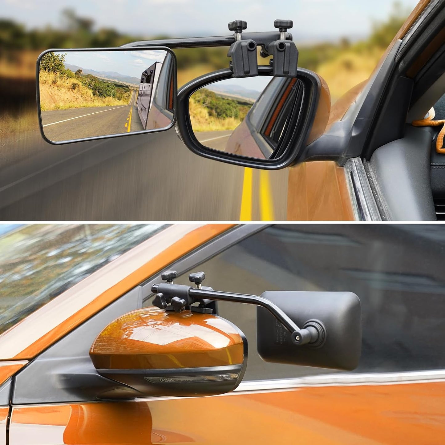 Clip-On Mirror Extenders for Towing - 360° Adjustable Side Mirror Extensions with Flat Locking Design，Tool-Free Installation compatible with RV, SUV, Trucks, Vans, Trailers (1 Pair)