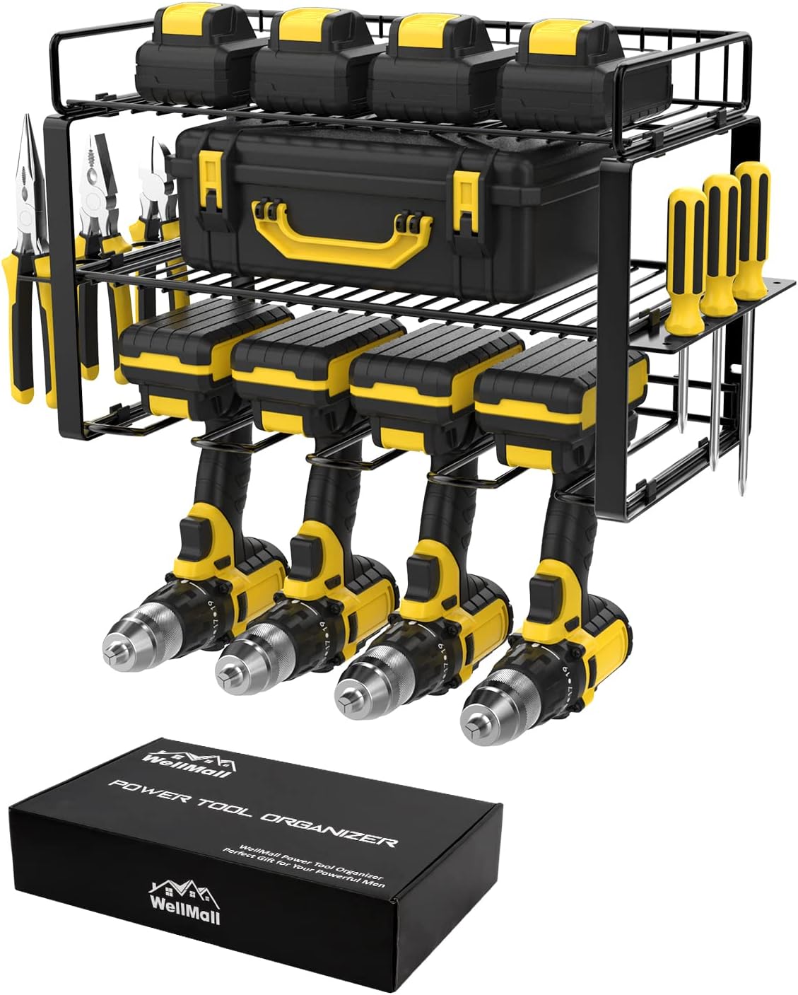 Power Tool Organizer Holder - Wall Mount Style for Power Tool Drill as Heavy Duty Tool Shelf & Tool Rack with Compact Packed with Color Box, Great Gift for Man