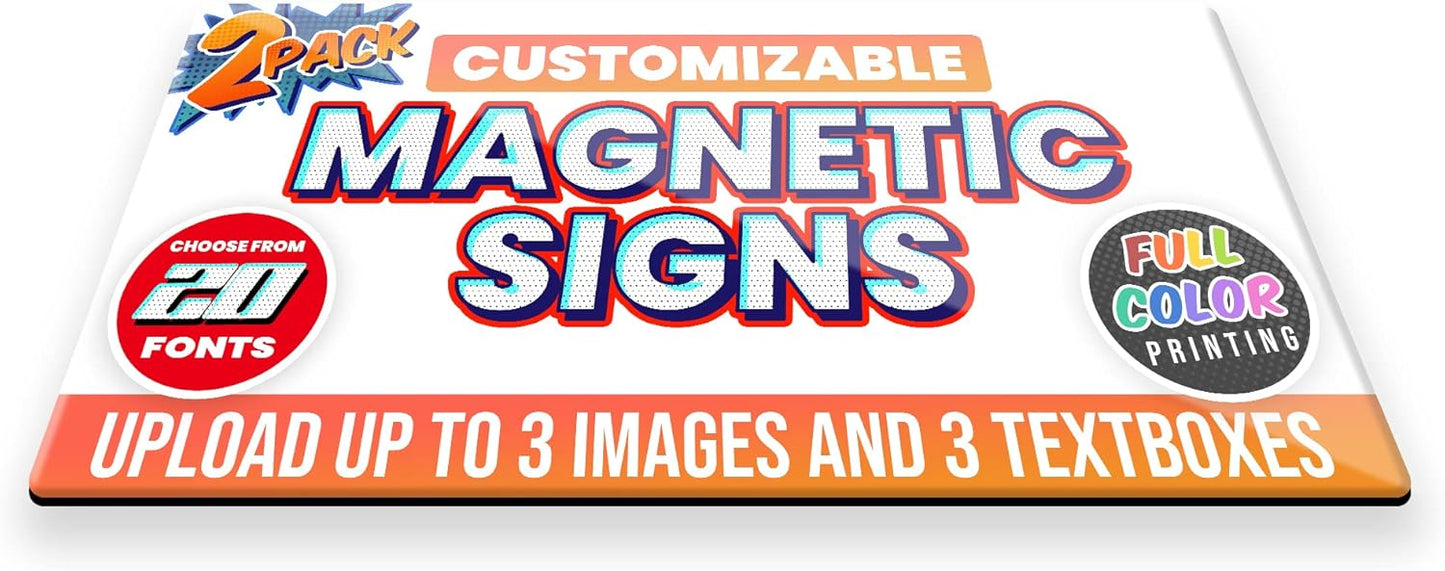 2-Pack,12"x24" Custom Magnet Signs in Full Color for Business and Advertising, 30 mil Customized Vinyl Car Magnets, Personalized Magnetic Sheets for Company Storefront & Vehicles (Rounded Corners)