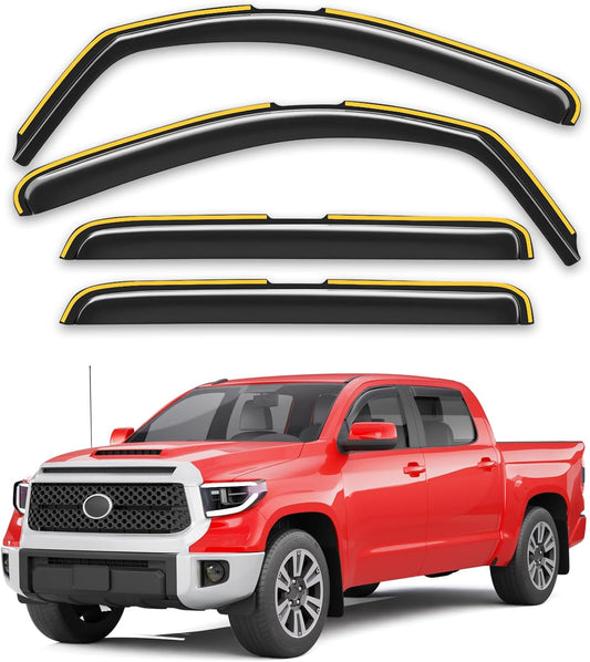 in-Channel Window Rain Guards Fit for Truck Toyota Tundra 2007-2021 CrewMax Extra Durable Window Deflectors Window Visors Vent Visors Vent Shades Car Accessories-4 pcs Q27
