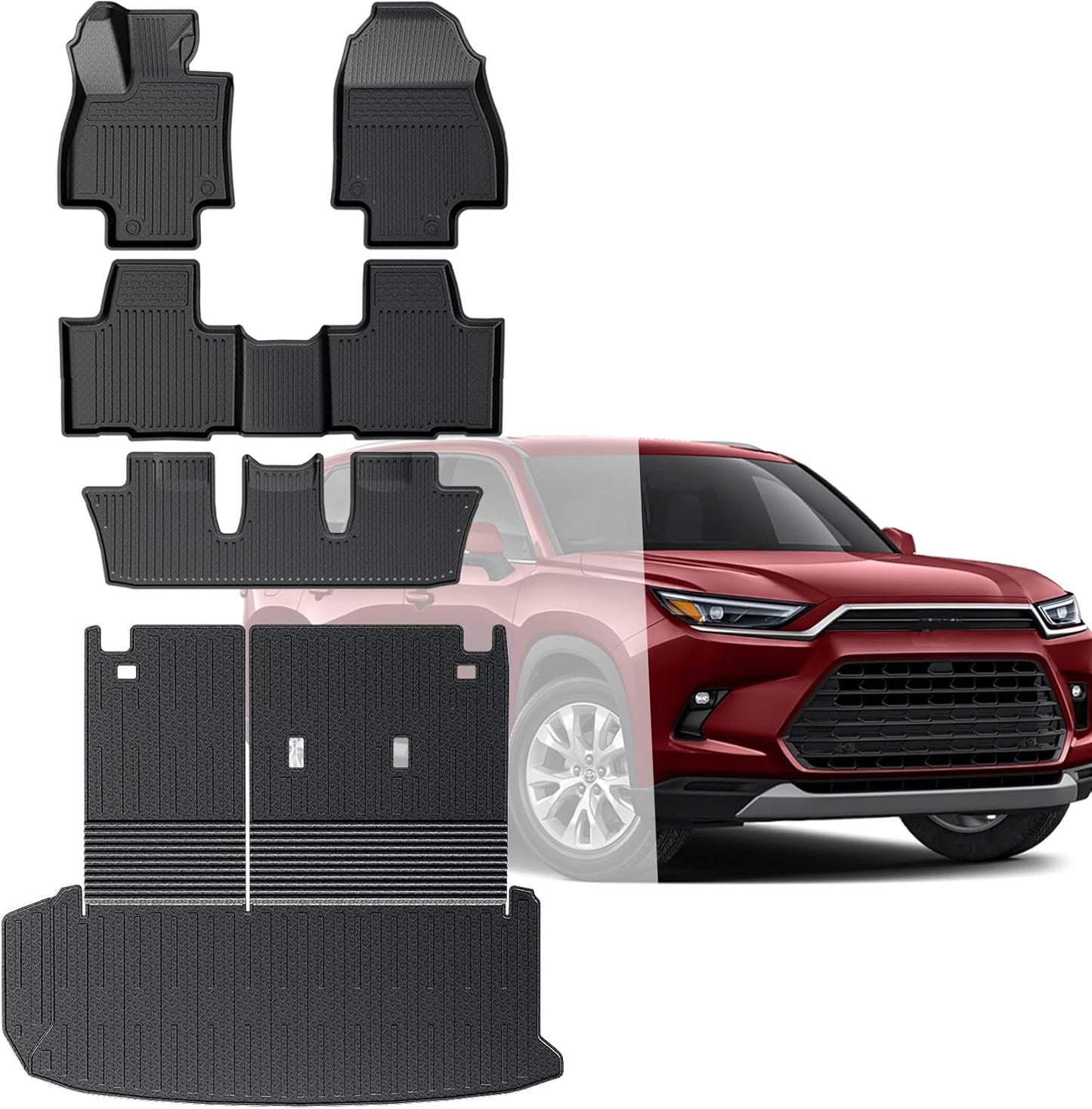 Floor Mats for Grand Highlander Accessories, Cargo Liner with Floor Mats 7 Seater for Toyota Grand Highlander Accessories 2024 2025