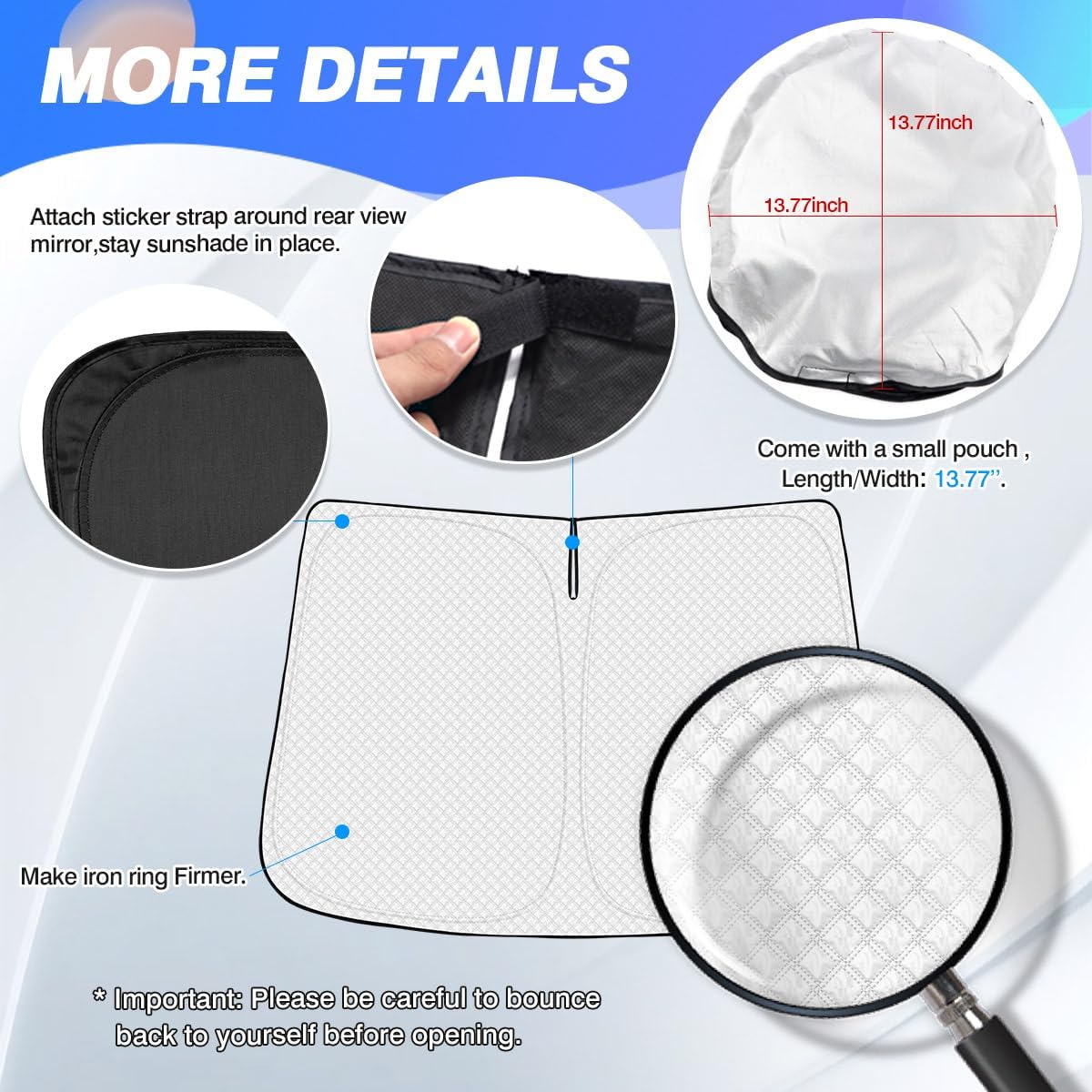 Windshield Sun Shade for Chevrolet/Chevy Equinox 2018-2024 Accessories Thicken 6-Layer Foldable Front Window Sunshade Sun Visor Protector Block UV Rays Keep Vehicle Cool