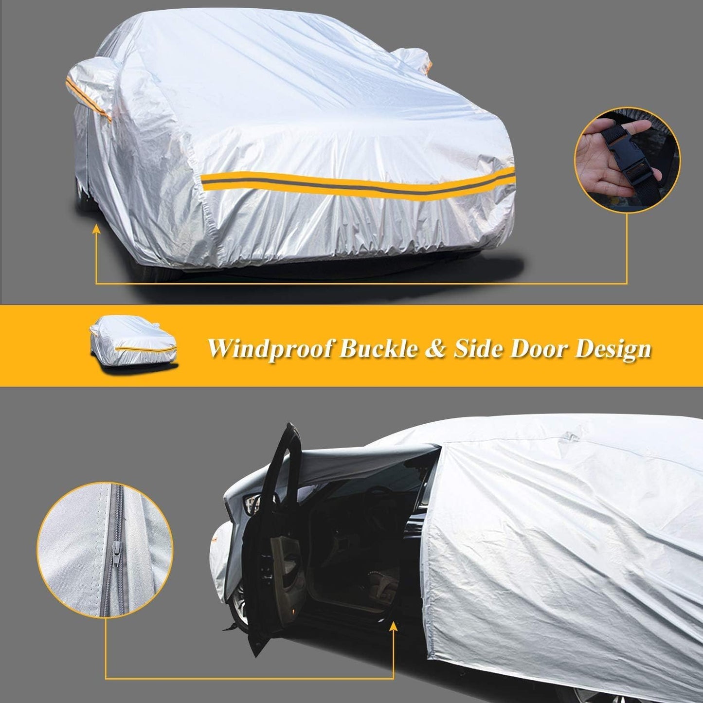 Autsop Car Cover Waterproof All Weather,12-Layer Car Covers for Automobiles Outdoor Heavy Duty Full Exterior Covers for Sedan(Up to 177 inch)