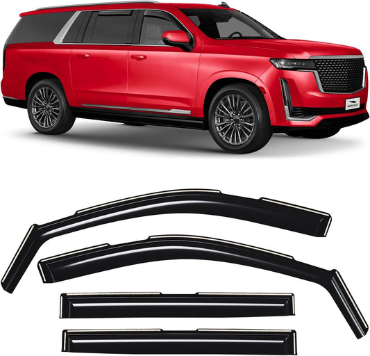 Voron Glass in-Channel Extra Durable Rain Guards for Cadillac Escalade ESV 2021-2025, Window Deflectors, Vent Window Visors, 4 Pieces - 200622