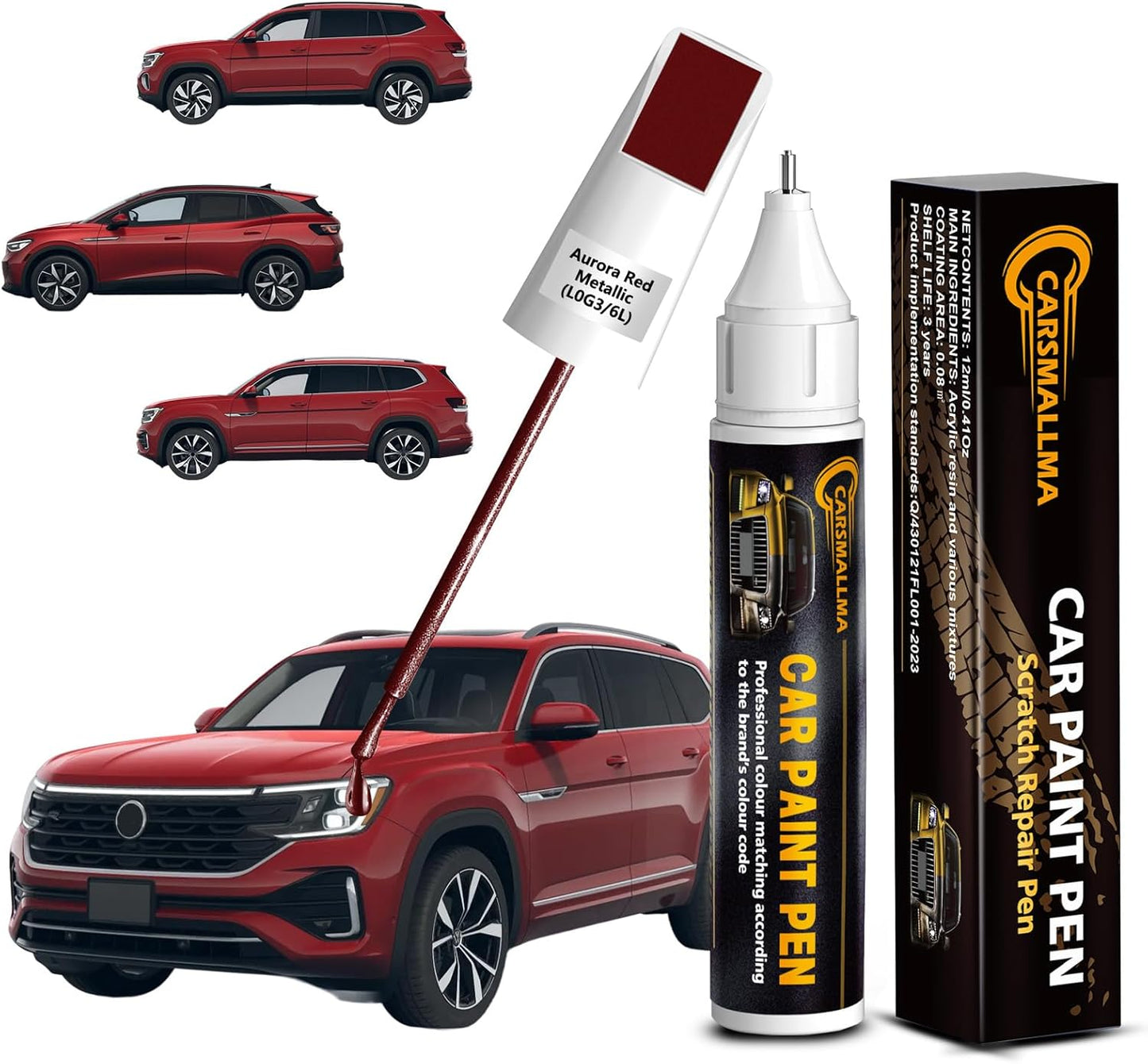 L0G3/6L Aurora Red Metallic Car Touch Up Paint for Volkswagen, Color Accurate Car Paint Scratch Repair Pen Kit Quick & Easy Fix Vehicle Chips and Automotive Nicks Scuff