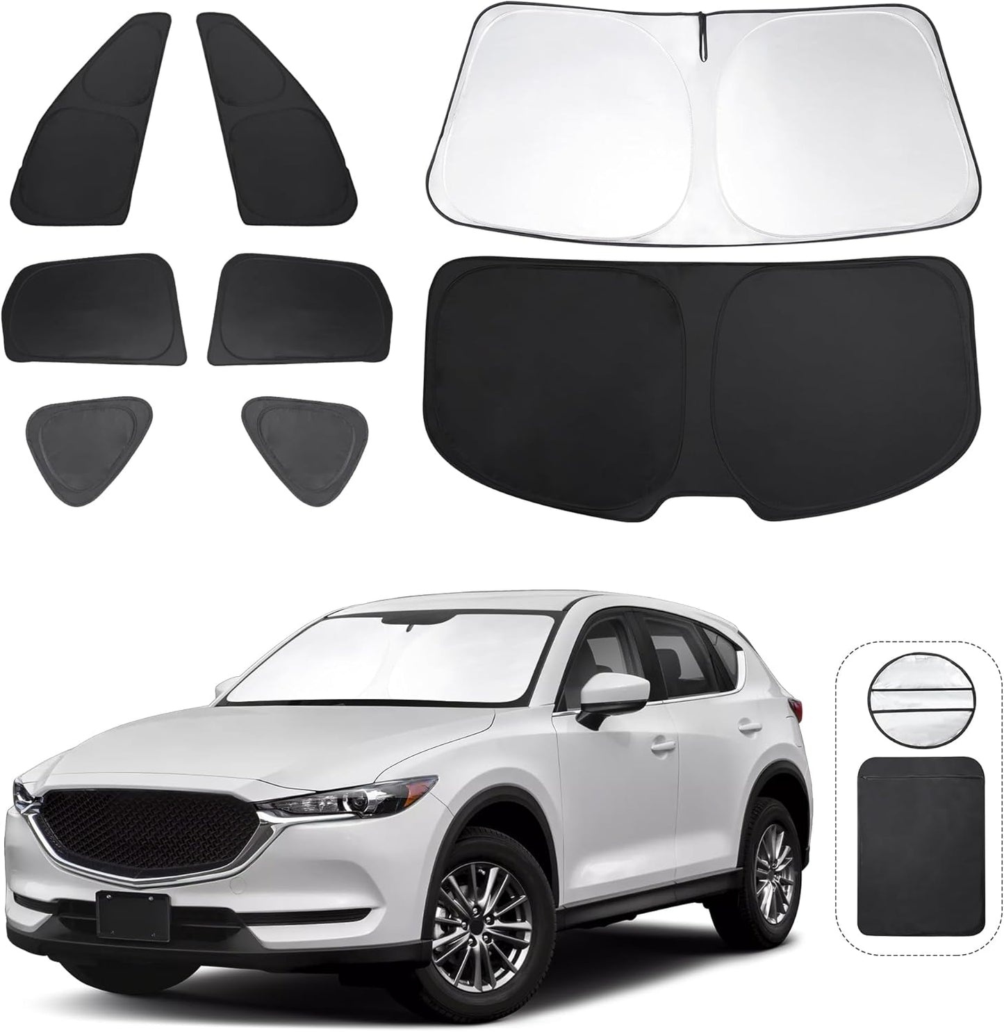 TINGLU Window Shades for Mazda CX-5 2017-2024 2025 Accessories Car Side Full Windows Rear Triangular Windshield Sun Shade Sun UV Rays & Privacy Protection for Camping,Napping,and Relaxing 8PCS