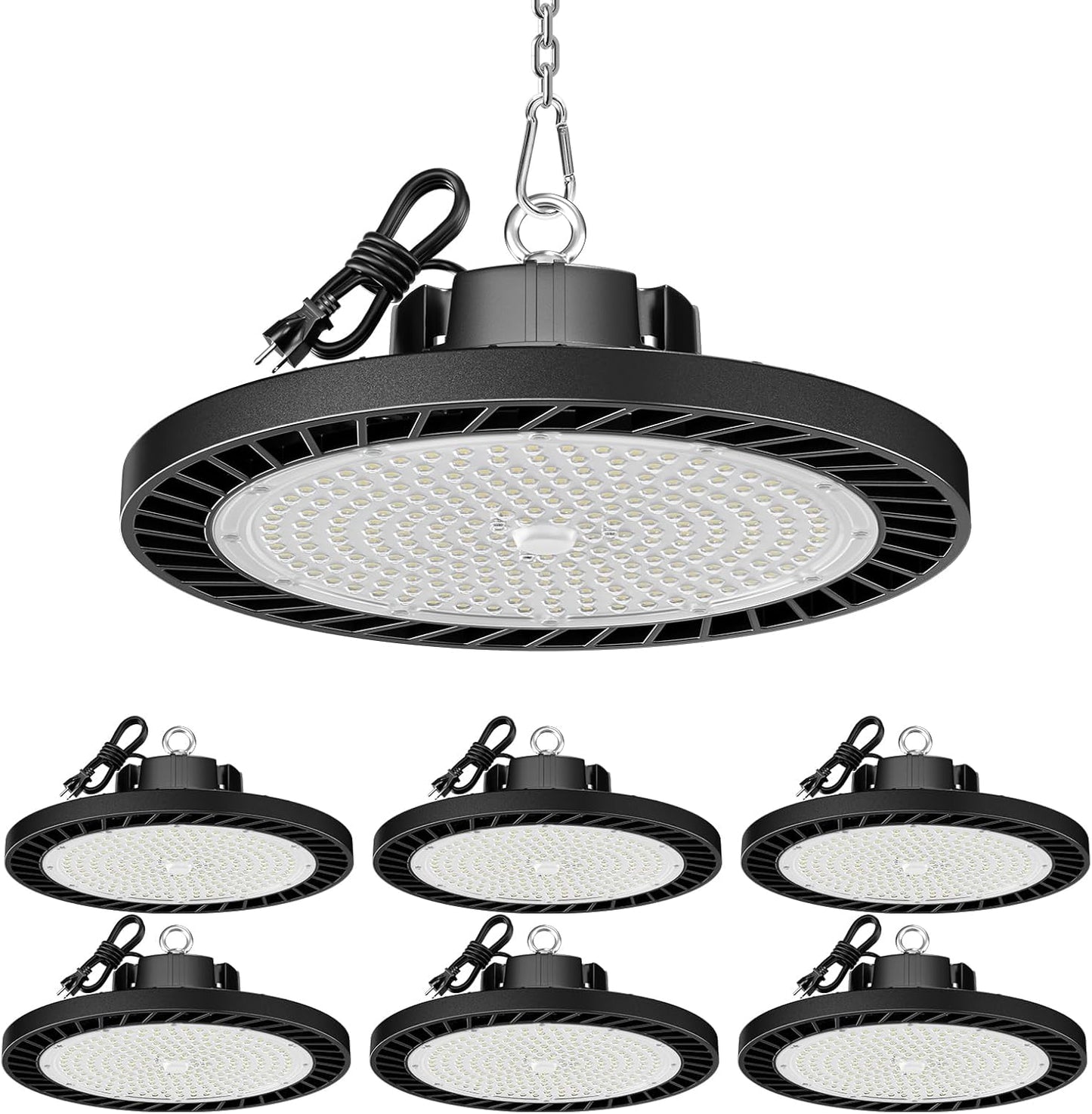 UFO LED High Bay Lights 5000K 150W 6 Pack, Led Shop Lights Commercial Bay Lighting for Garage Workshop Warehouse, Super Bright Daylight, 22500 LM, 120V, Power Cord Included