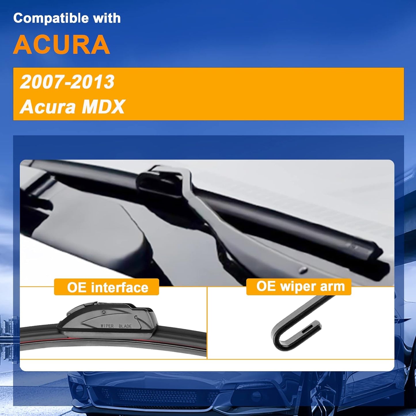 Windshield Wiper Blades Replacement for Acura MDX 2007 2008 2009 2010 2011 2012 2013 Original Factory Quality Front Rear Wipers Blade Set for Car - 26" 21" 12" (Piece of 3)