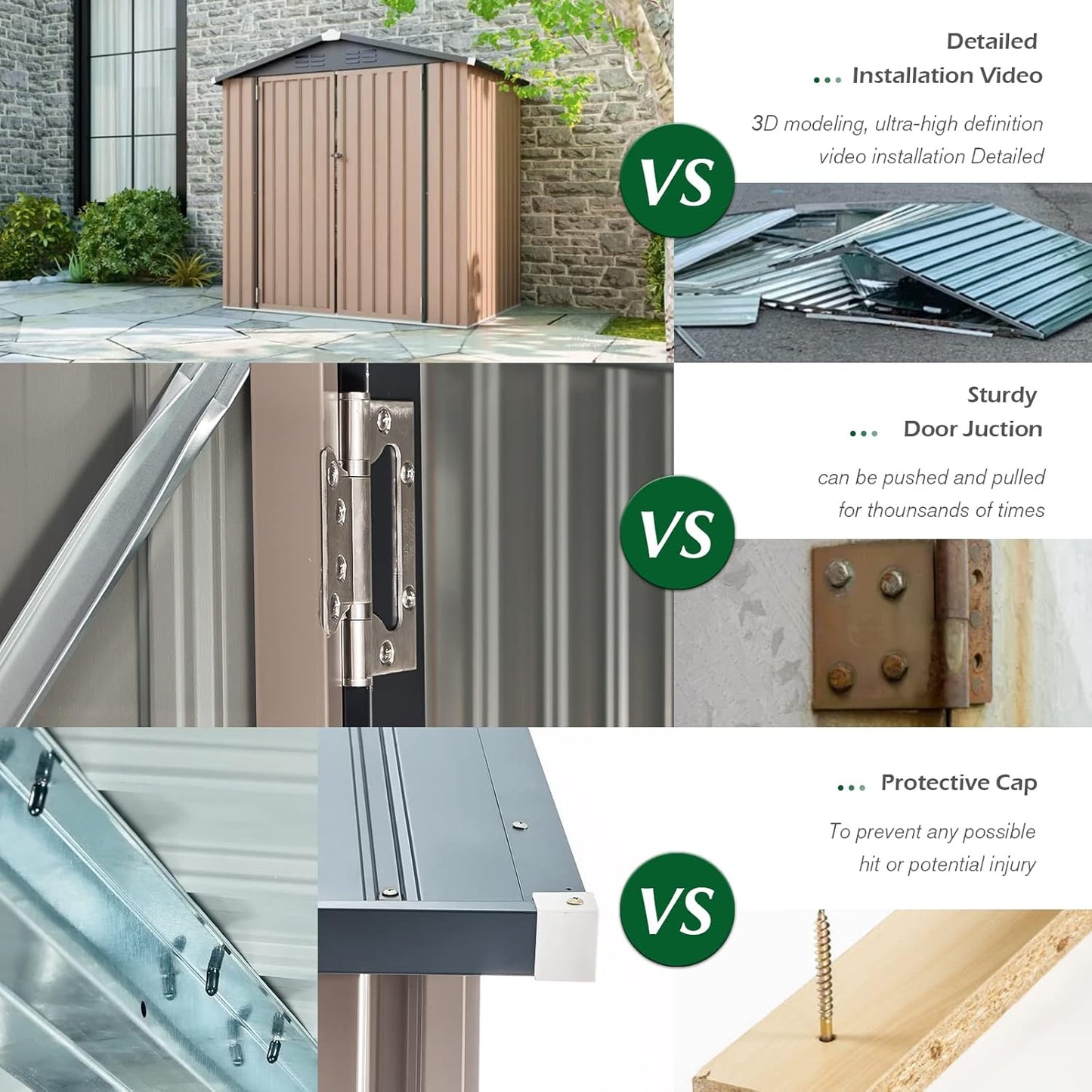 AECOJOY 7' x 7' Metal Storage Shed for Outdoor, Outdoor Storage Shed with Design of Lockable Doors, Utility and Tool Storage for Garden, Backyard, Patio, Outside use.