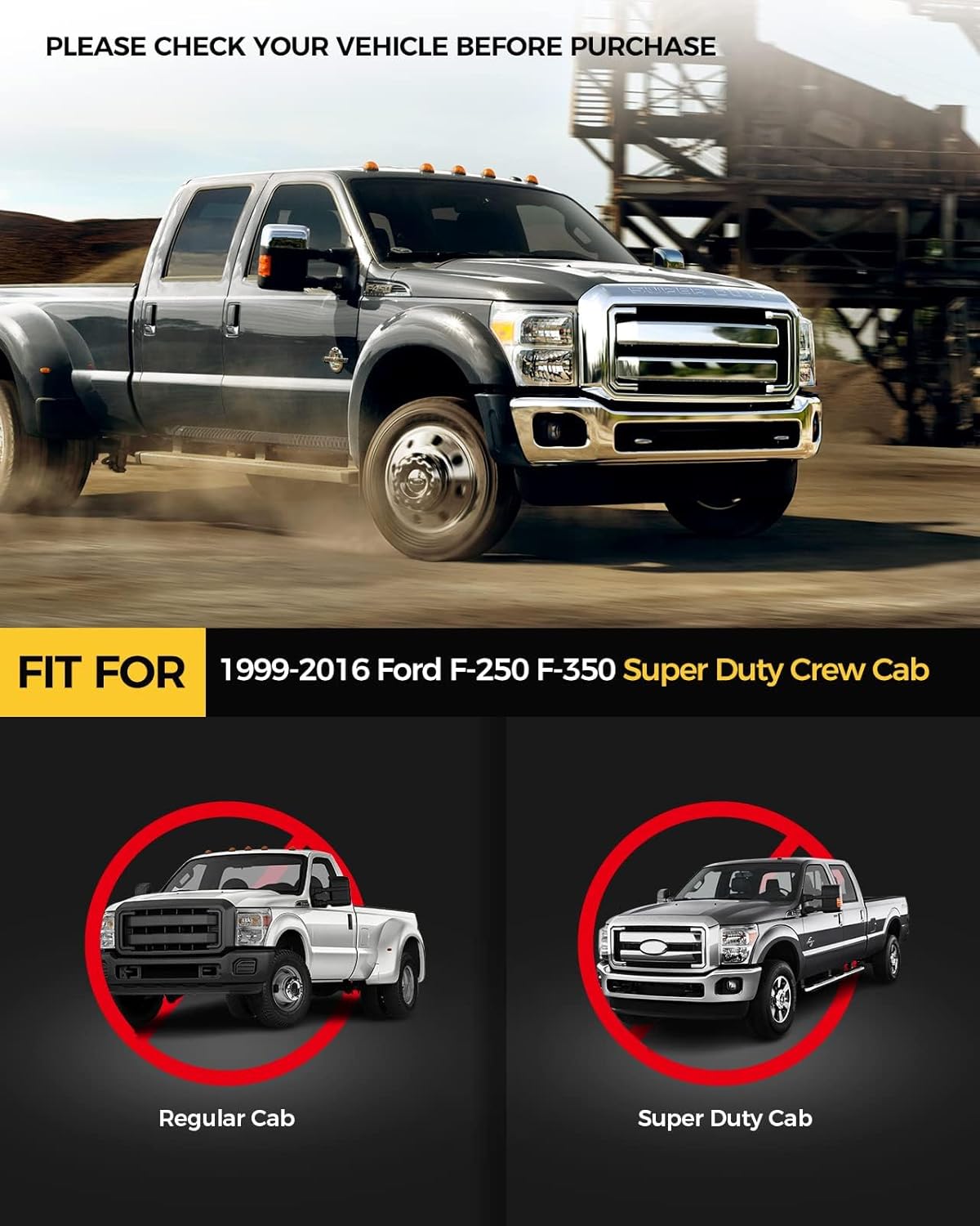 KYX Running Boards & Steps Nerf Bars Compatible with Ford F250 F350 Super Duty Crew Cab 1999-2016, A Pair 6 inch Car Door Side Steps Nerf Bars Truck Boards Step Rails-Silver Logo