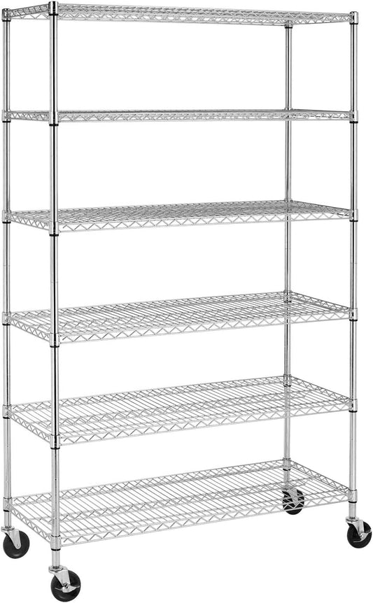 BestOffice 18x48x72 Storage Shelves Commercial Heavy Duty Metal Shelves Garage Organizer Wire Rack Shelving Storage Unit Shelf Adjustable Utility 6000 LBS Capacity,Chrome