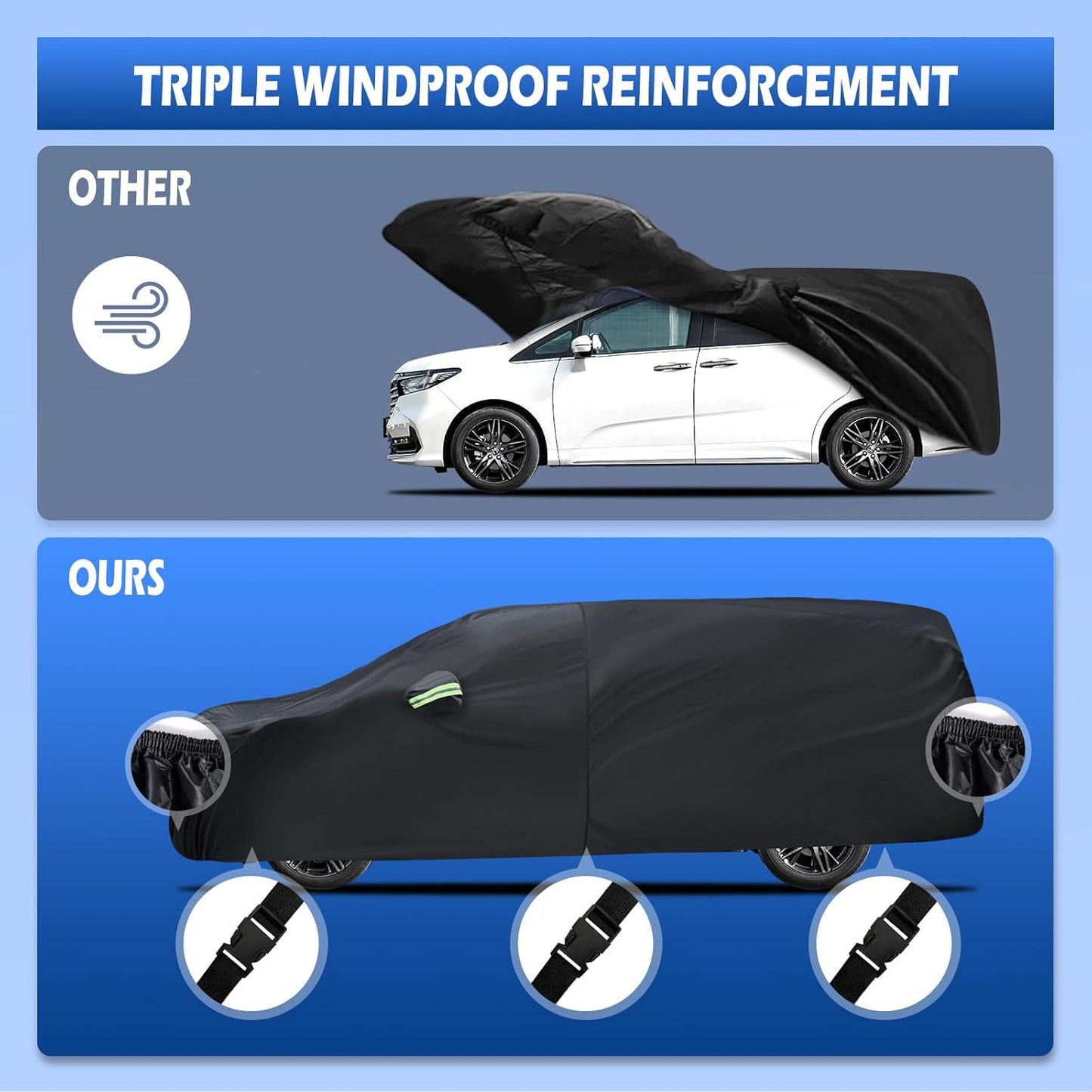 Car Cover Custom Fit for Honda Odyssey Minivan 1999-2025, Migaven Waterproof Full Exterior Cover Sun Rain Protection with Door Zipper and Cotton Lining