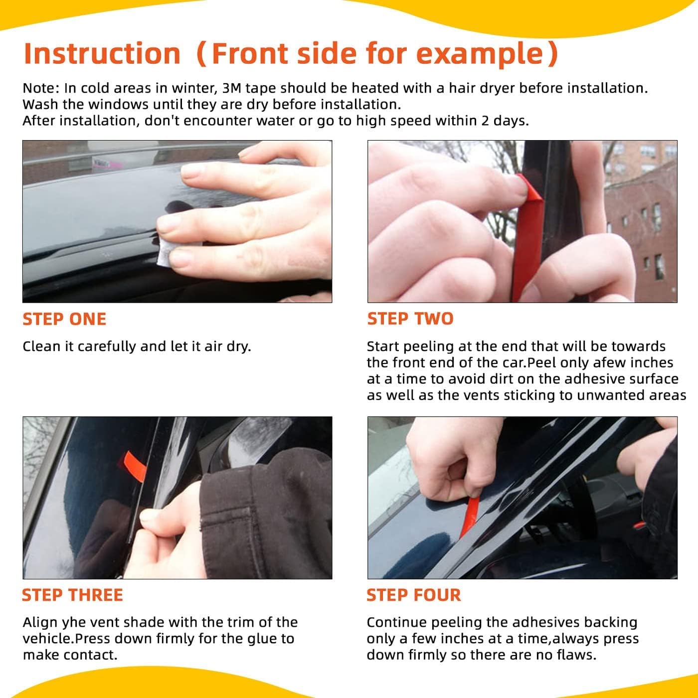 4 pcs Compatible with 2000-2004 Nissan Xterra Front+Rear Sun/Rain Guard Outside Mount Window Visors