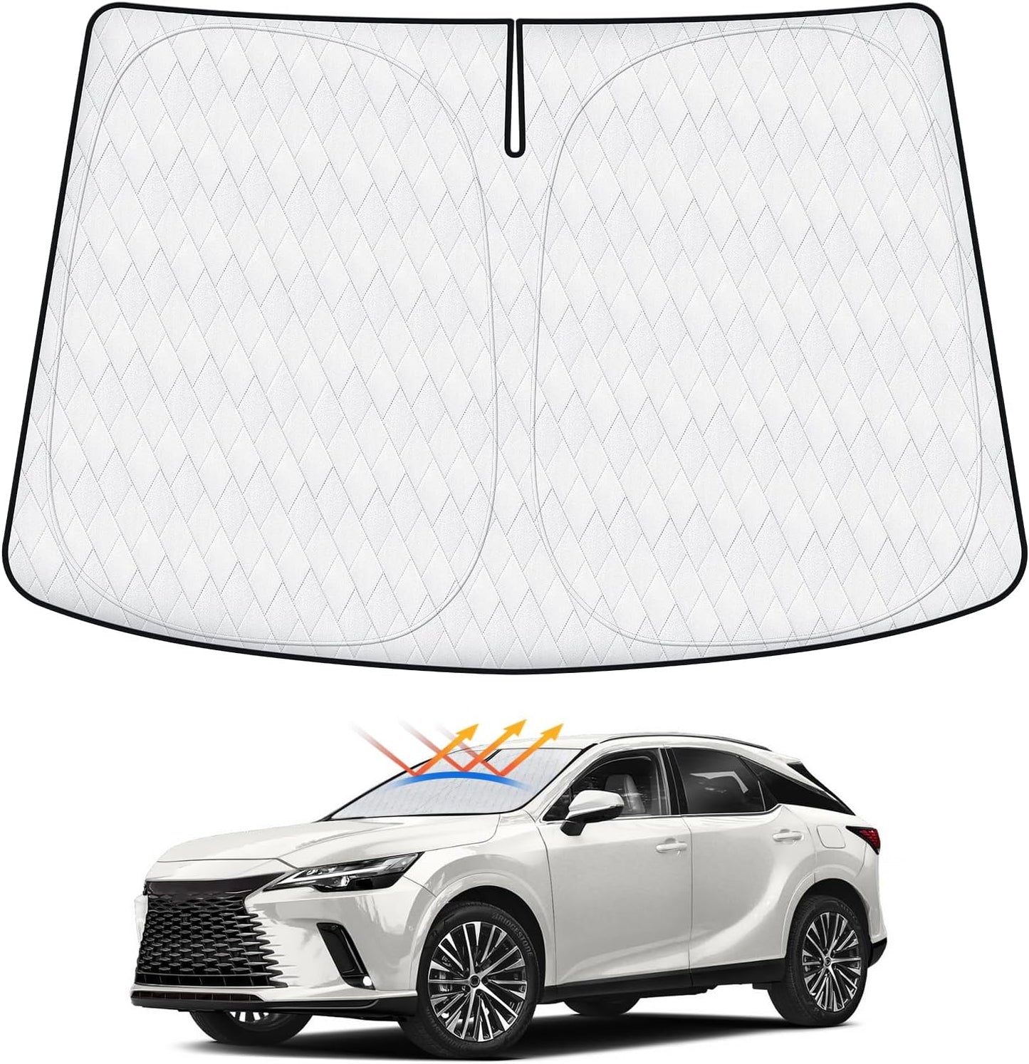 Thickened Windshield Sun Shade for Lexus RX 2023 2024 2025, Foldable Front Window Sunshade, Accessories for RX350/RX350h/RX450h/RX500h Sun Shade