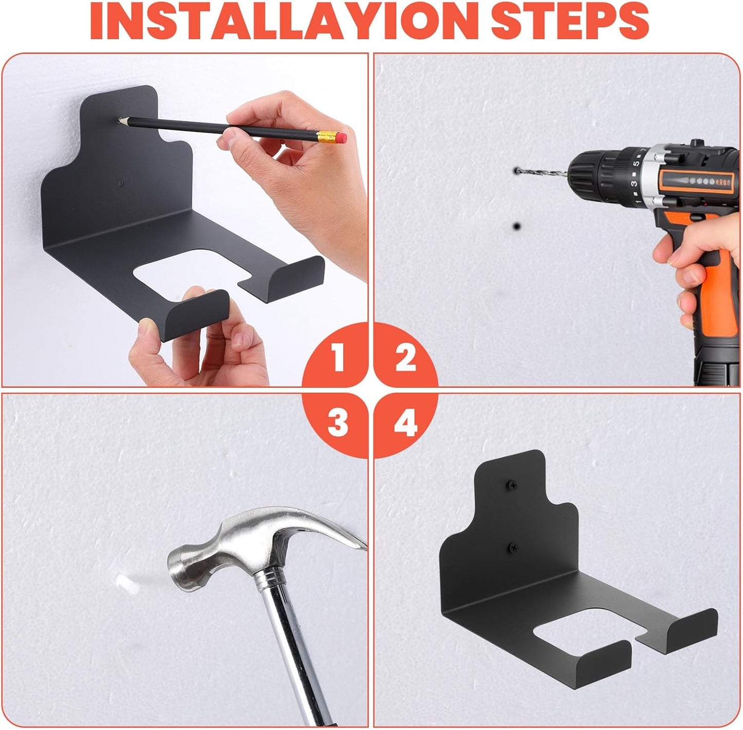 2 Pack Garage Organizer Trimmer Rack, Garden Power Tool Hanger Whackers Holder Wall Mounted for Grass Trimmer, Hedge Trimmers, Garage Trimmers, Garden Tools