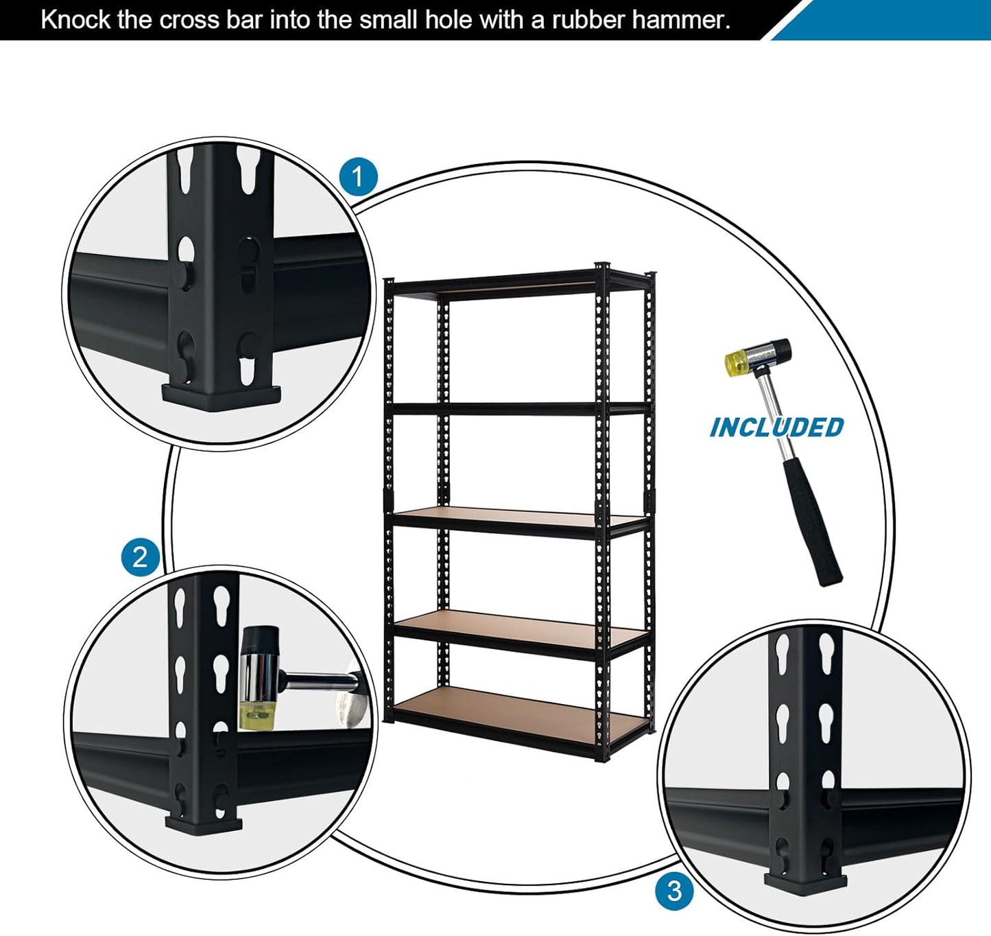 PACHIRA E-Commerce 5 Tier Storage Shelves 31.5" W x 15.75" D x 72" H, Adjustable Metal Shelving Heavy Duty Garage Shelving Unit Utility Rack Shelf for Storage Warehouse Pantry Closet, Black
