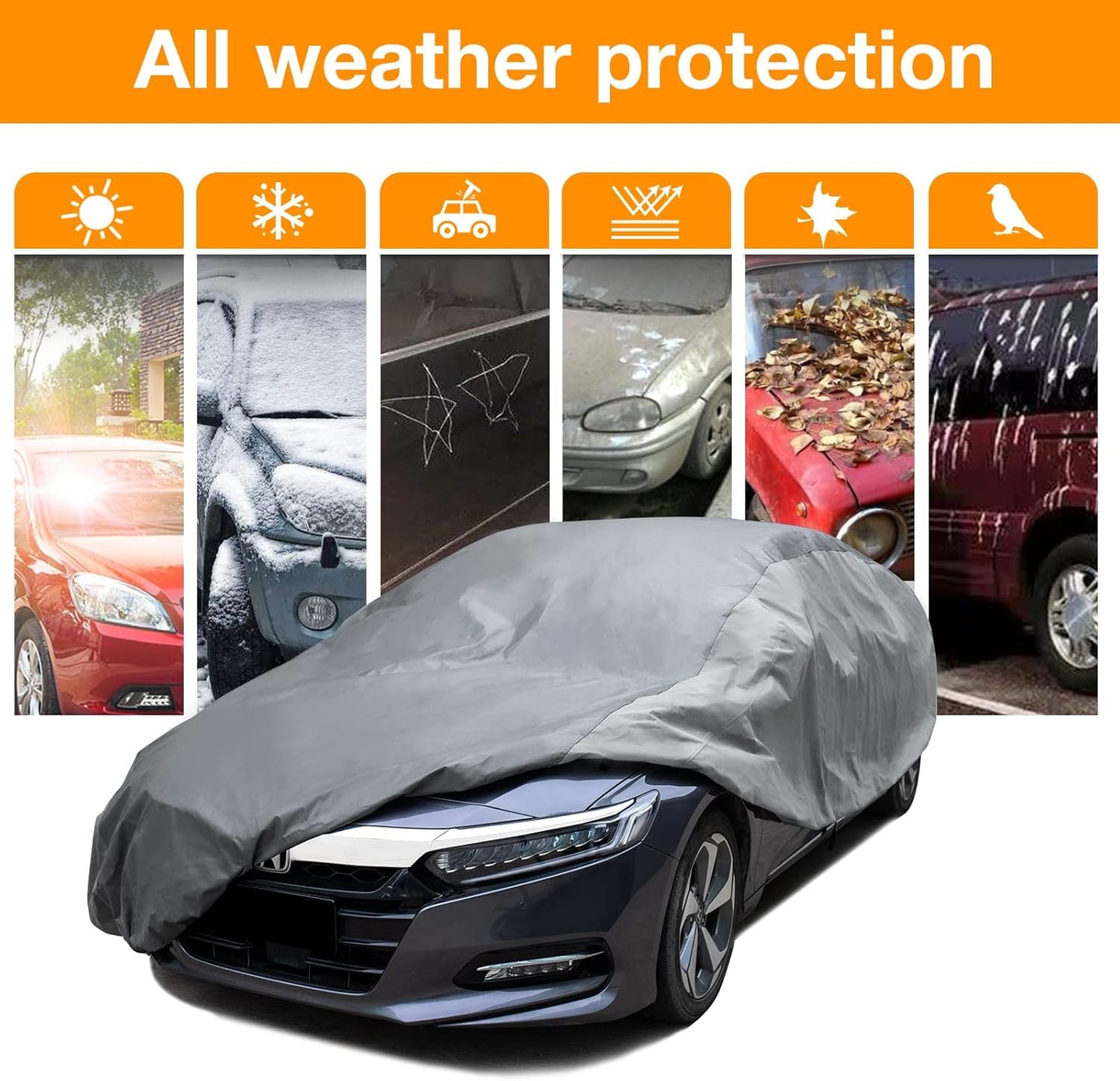 XCAR Ultra Light Waterproof Car Cover for Automobiles All Weather Protection, Windproof & Breathable, Fits Sedan Up to 228"