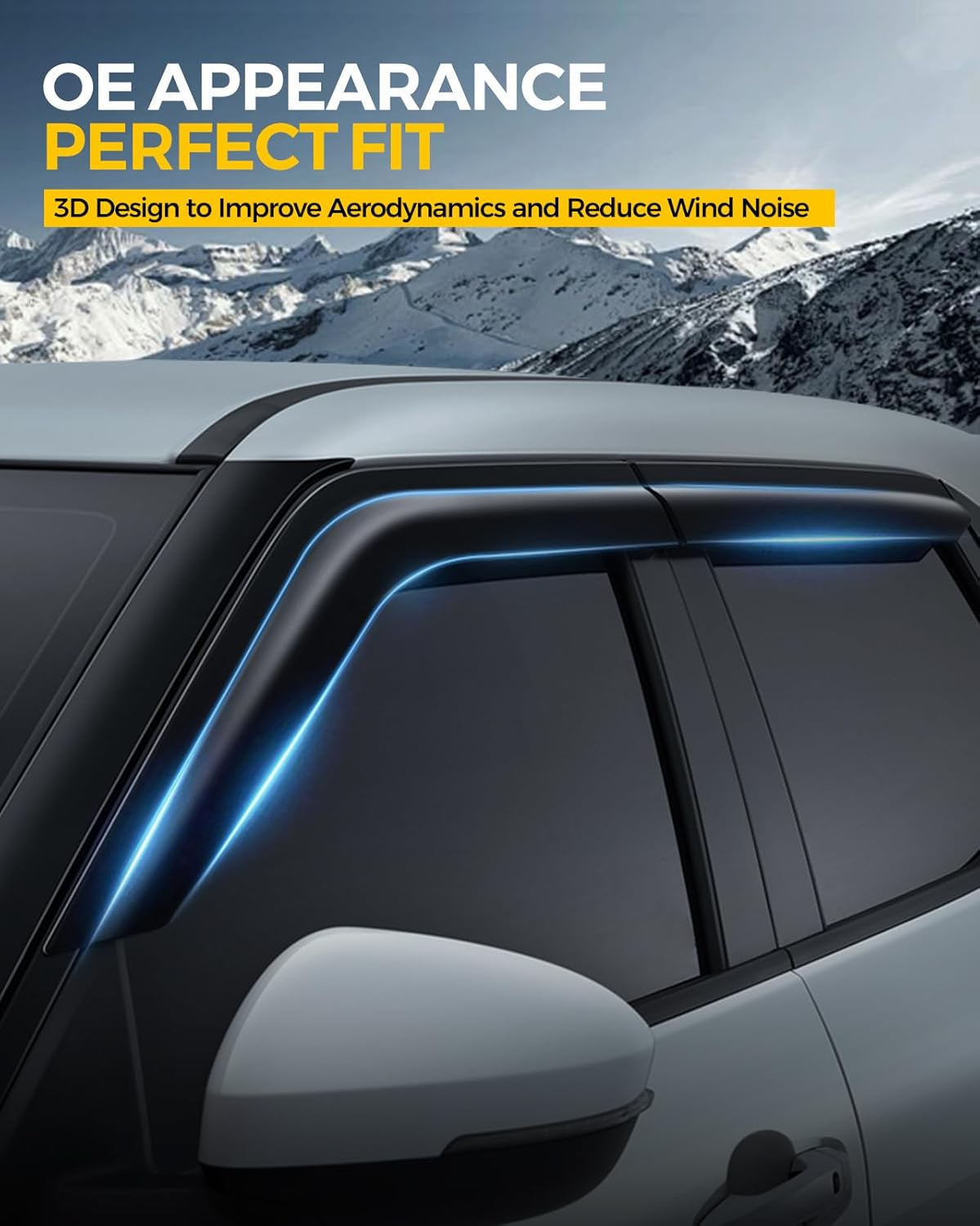 Rain Guards for Car Windows, Tape-On Window Visors Rain Guards Fit for Ford Explorer 2011-2019, Window Deflectors, Vent Visors for Ford Car Accessories, 4 Pieces