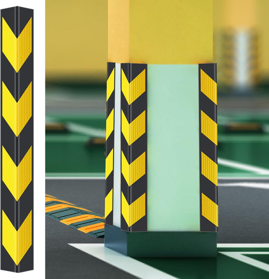 12 Pack Garage Wall Corner Guards, 31" Rubber Edge Protectors with Reflective Stripe for Parking Safety, Car Bumper and Wall Corner Protection