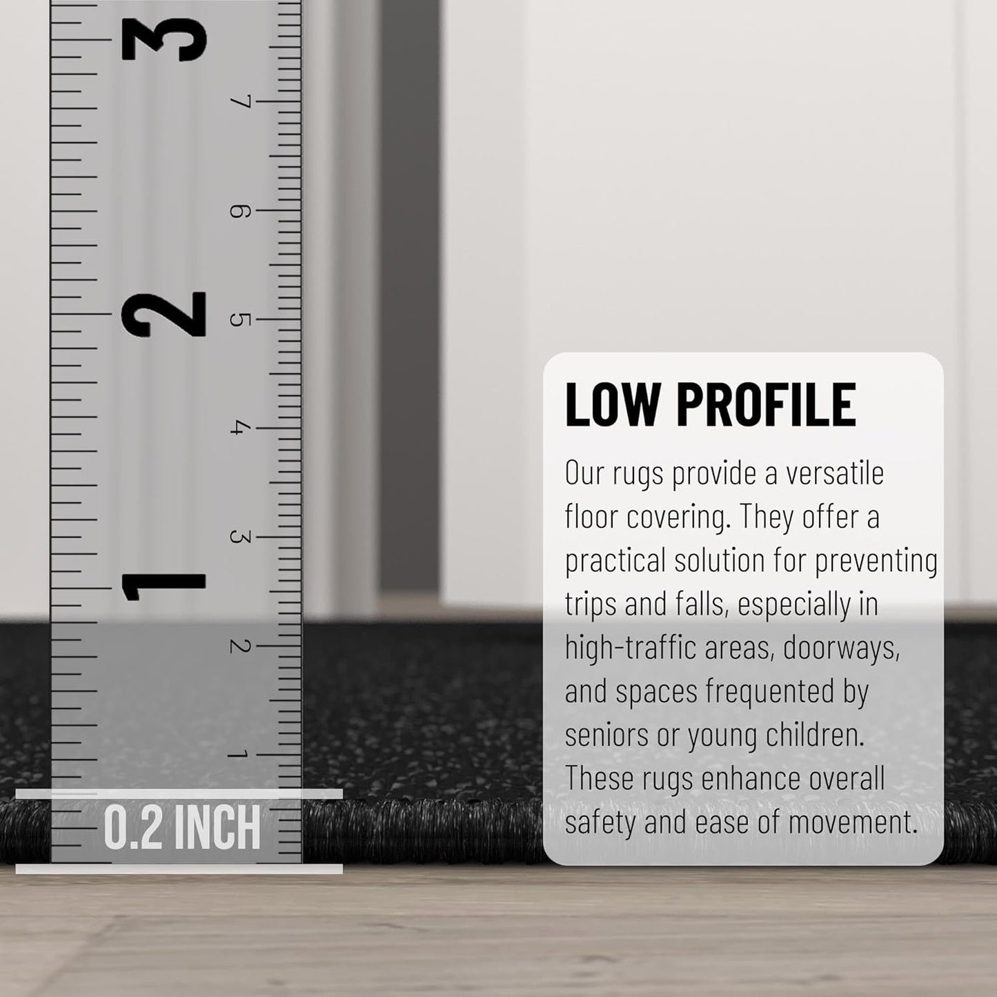 Ottomanson Rugs for Entryway 2'3" x 3' - 2 Pack Non Slip Solid Small Area Rugs Durable Front Door Mat Rug Stain Resistant Entrance Rugs for Bathroom Kitchen Bedroom & Living Room, Black