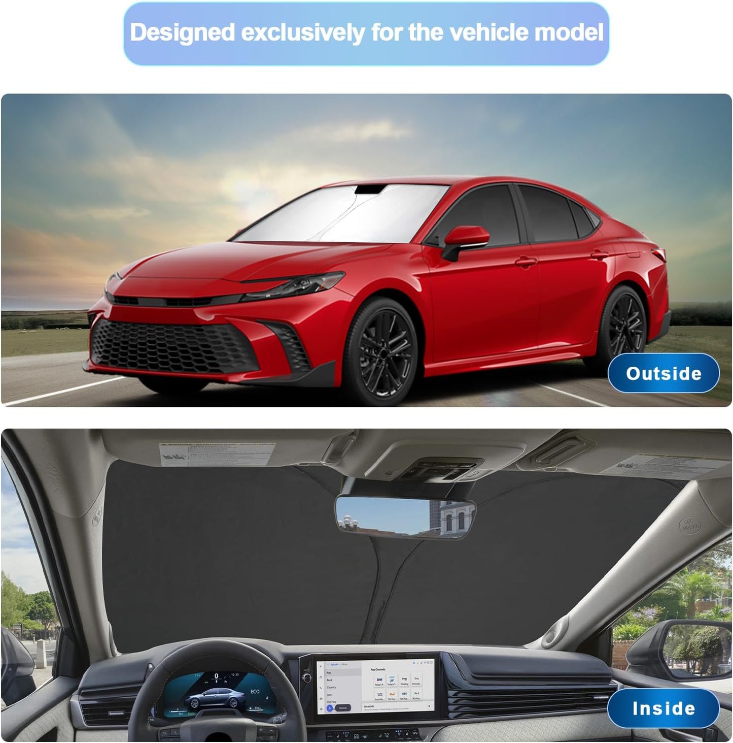 SXCY for 2025 2026 Toyota Camry Windshield Sunshade for 2025 2026 Toyota Camry Accessories 2025 2026 Camry Sunshade Foldable Sun Shield 2025 2026 Camry (LE/SE/XSE/XLE) Sun Shade Block UV Rays