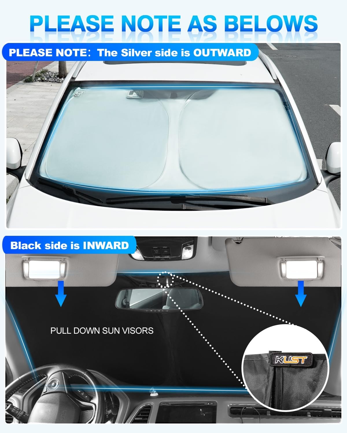 KUST Windshield Sun Shade for Mercedes-Benz C-Class 2008-2014 Window Shade Sun Visor Cover Foldable Blocks UV Rays Keep Your Car Cooler