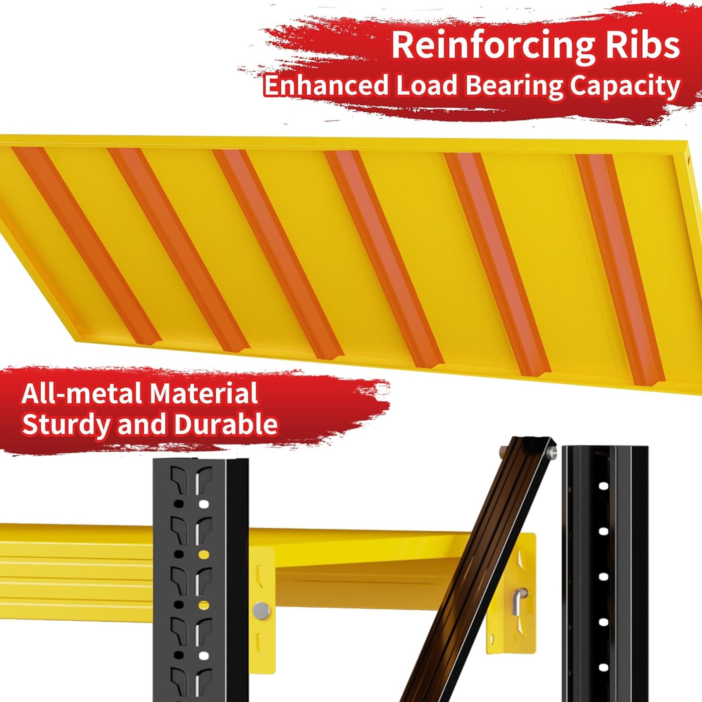 4000LBS Garage Shelving 48" W Garage Shelving Heavy Duty 4-Tier Metal Storage Shelves Adjustable Shelf Unit Storage Rack for Basement Supermarket Warehouse 48" W x 24" D x 78" H Yellow