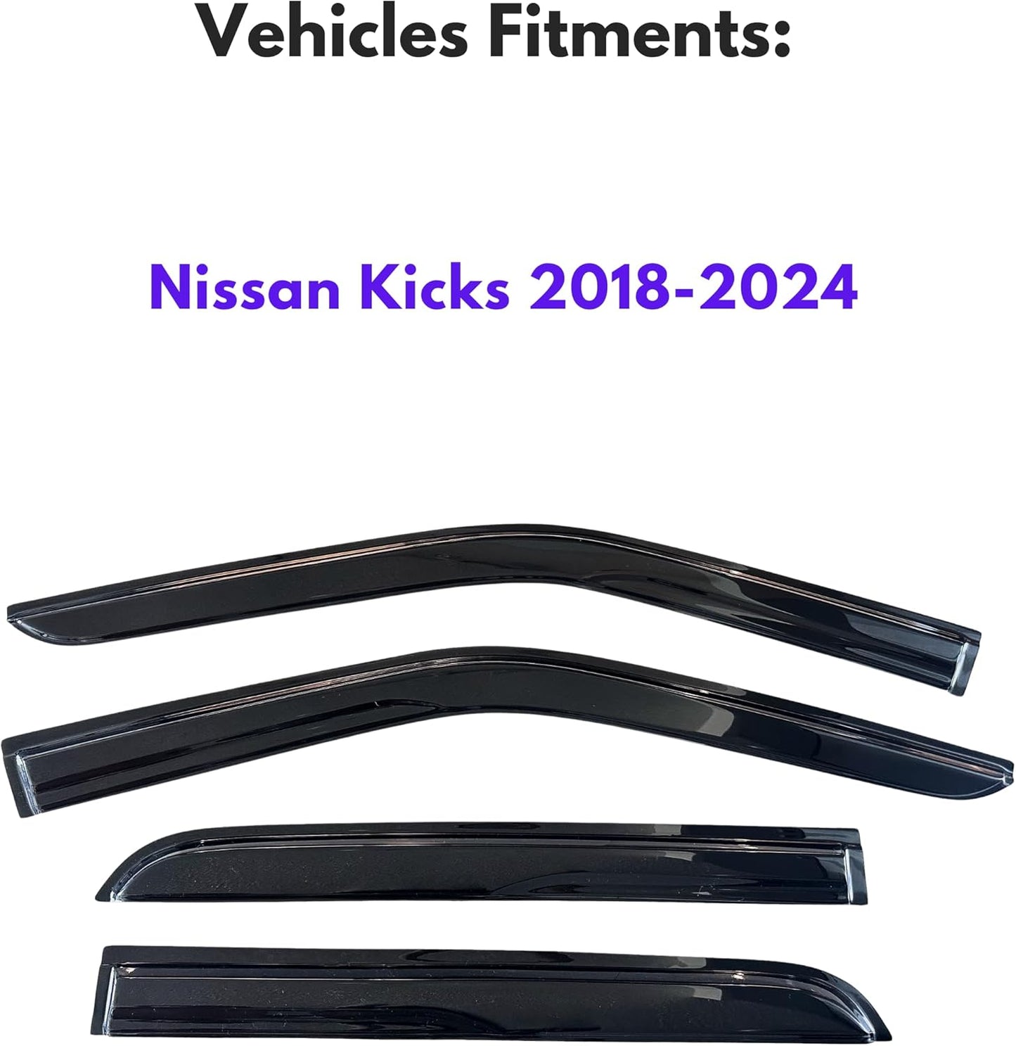 KPY Window Visor Compatible with Nissan Kicks 2018-2024, 4PC Rain Guard Side Window Vent Deflectors Tape-On Mugen Style, 2018 2019 2020 2021 2022 2023 2024