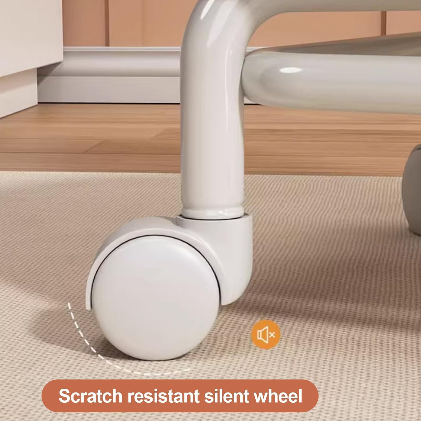 Low Rolling Stool with Backrest,Rolling Pedicure Seat,Low Stool with Wheels for Home, Office, Garage, Shop, Library (Orange)