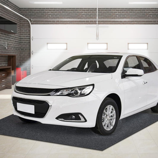 Garage Floor Mat for Small Vehicle, 7'5" x 8'6", Non Slip TPR Backing, Protect Floor from Spills, Drips, Splashes, Absorbent/Durable Pads for Parking, Charcoal